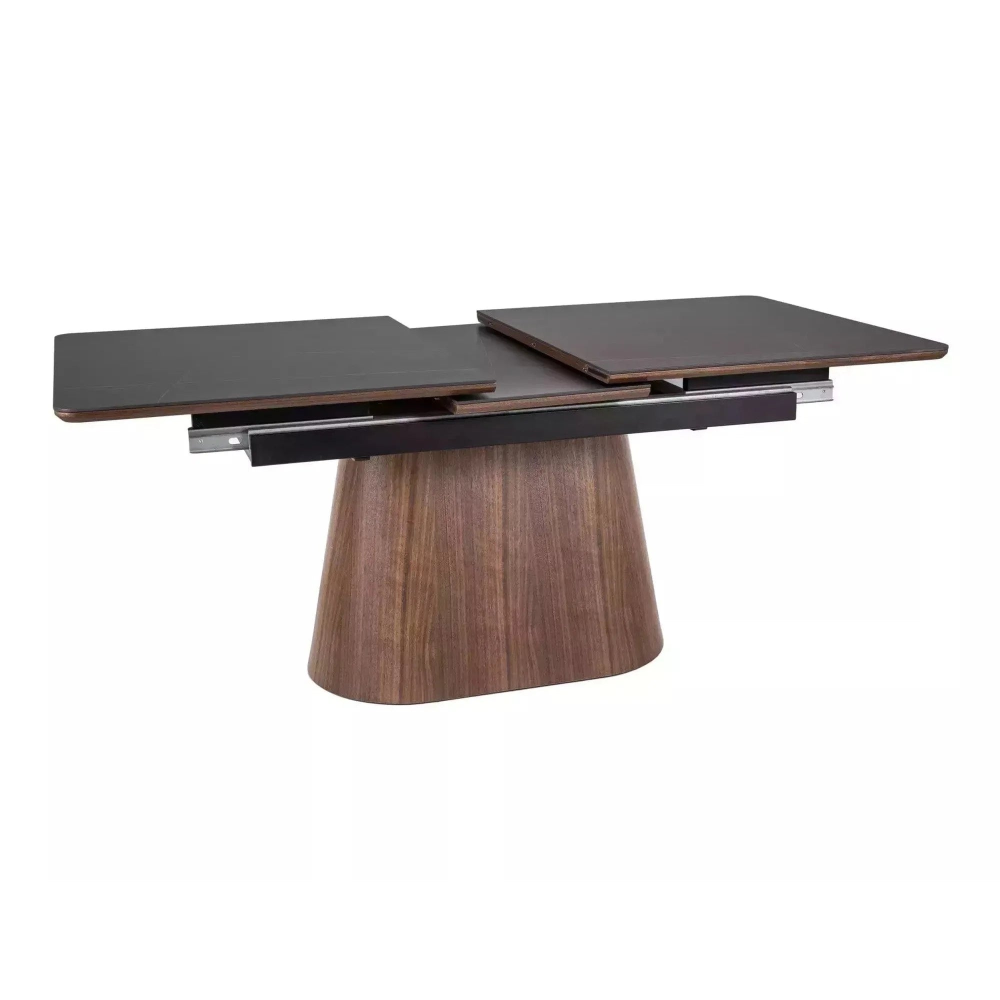 Masa extensibila MONACO, negru cu efect de marmura/nuc, 160/200x90x75 cm