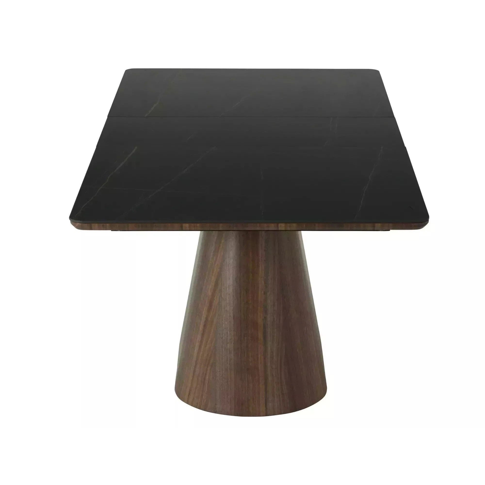 Masa extensibila MONACO, negru cu efect de marmura/nuc, 160/200x90x75 cm