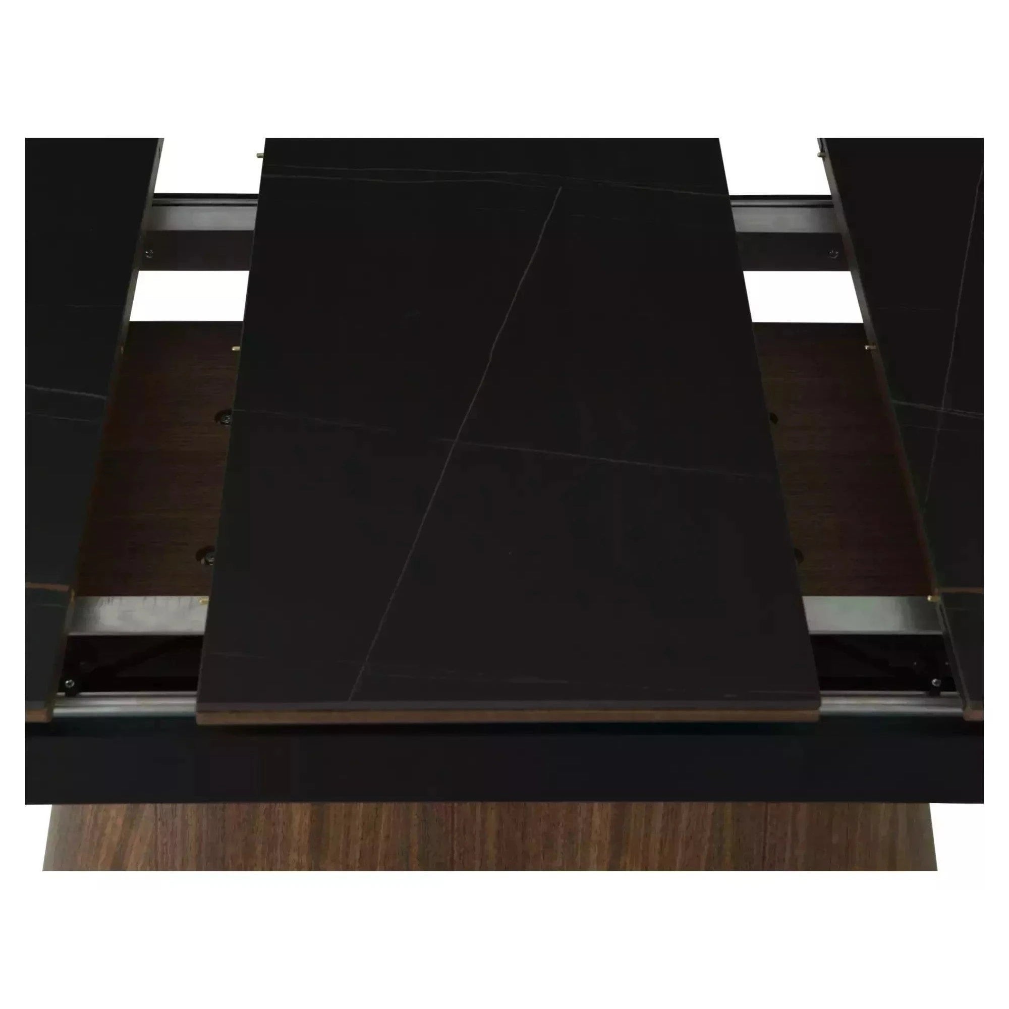 Masa extensibila MONACO, negru cu efect de marmura/nuc, 160/200x90x75 cm