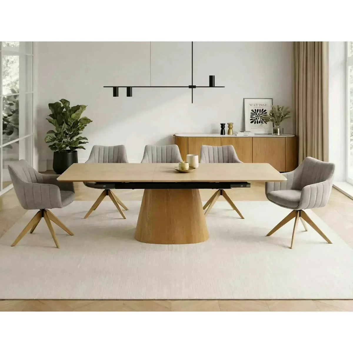 Masa extensibila MONACO, piatra travertin/stejar, 160/200x90x75 cm