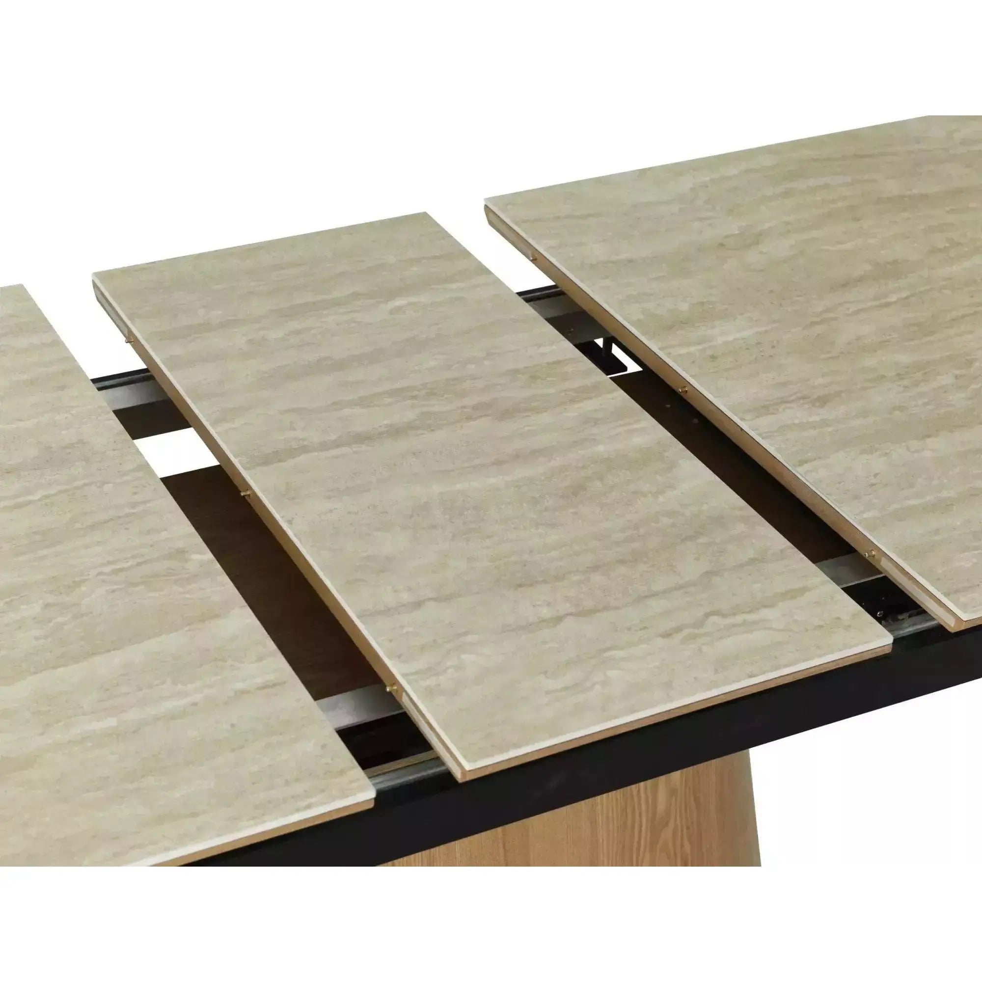 Masa extensibila MONACO, piatra travertin/stejar, 160/200x90x75 cm