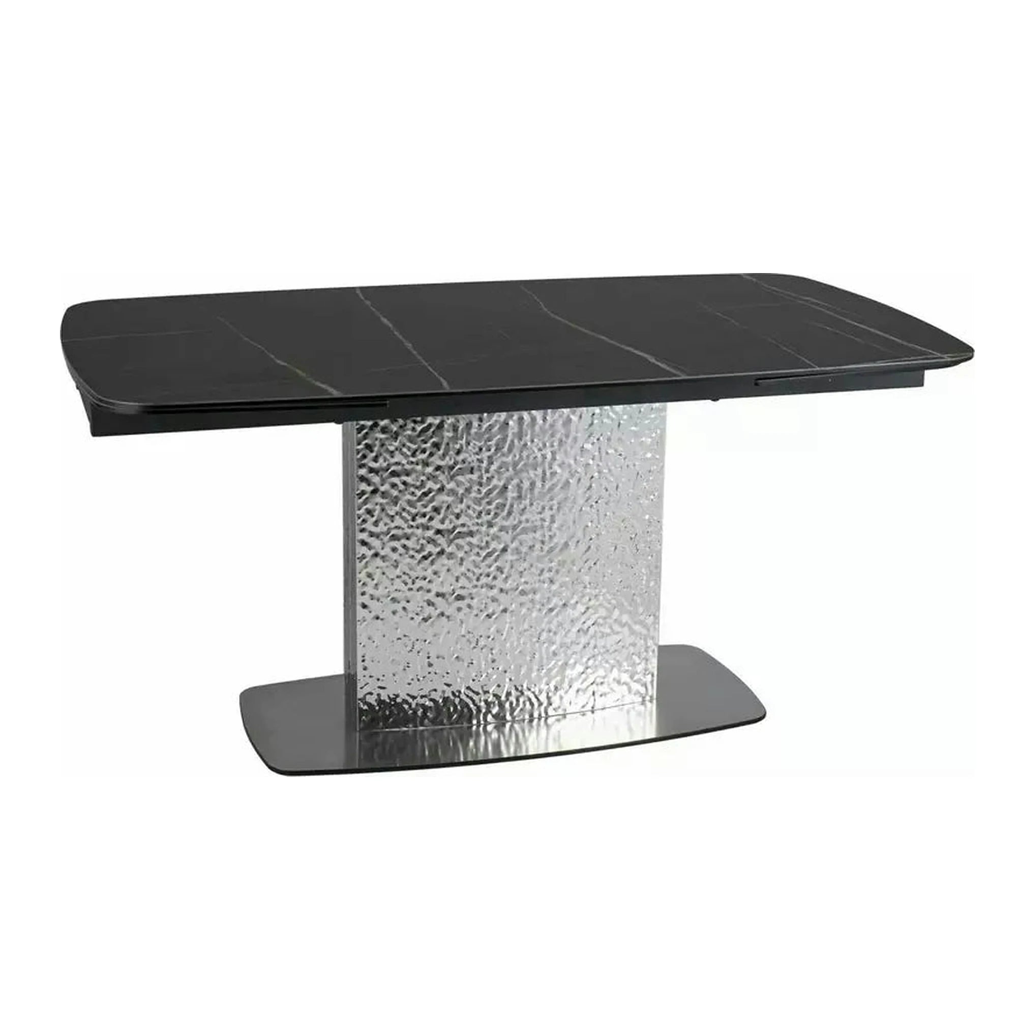 Masa extensibila MONCLER, negru/crom, sticla/ceramica/metal, 160/240x90x76 cm