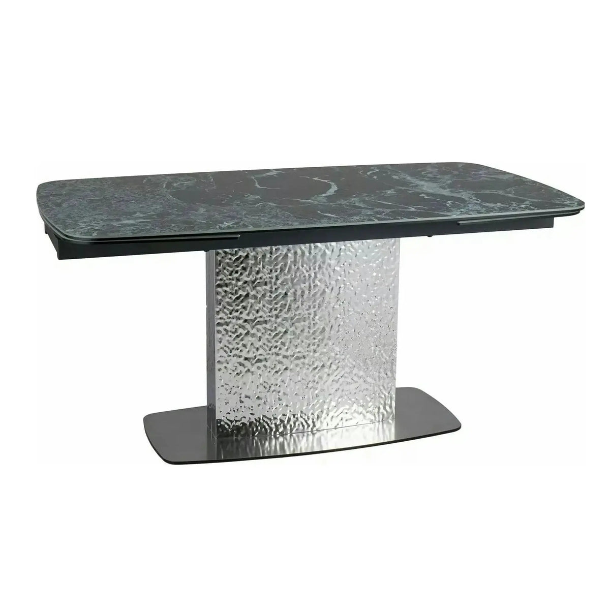 Masa extensibila MONCLER, verde/crom, sticla/ceramica/metal, 160/240x90x76 cm