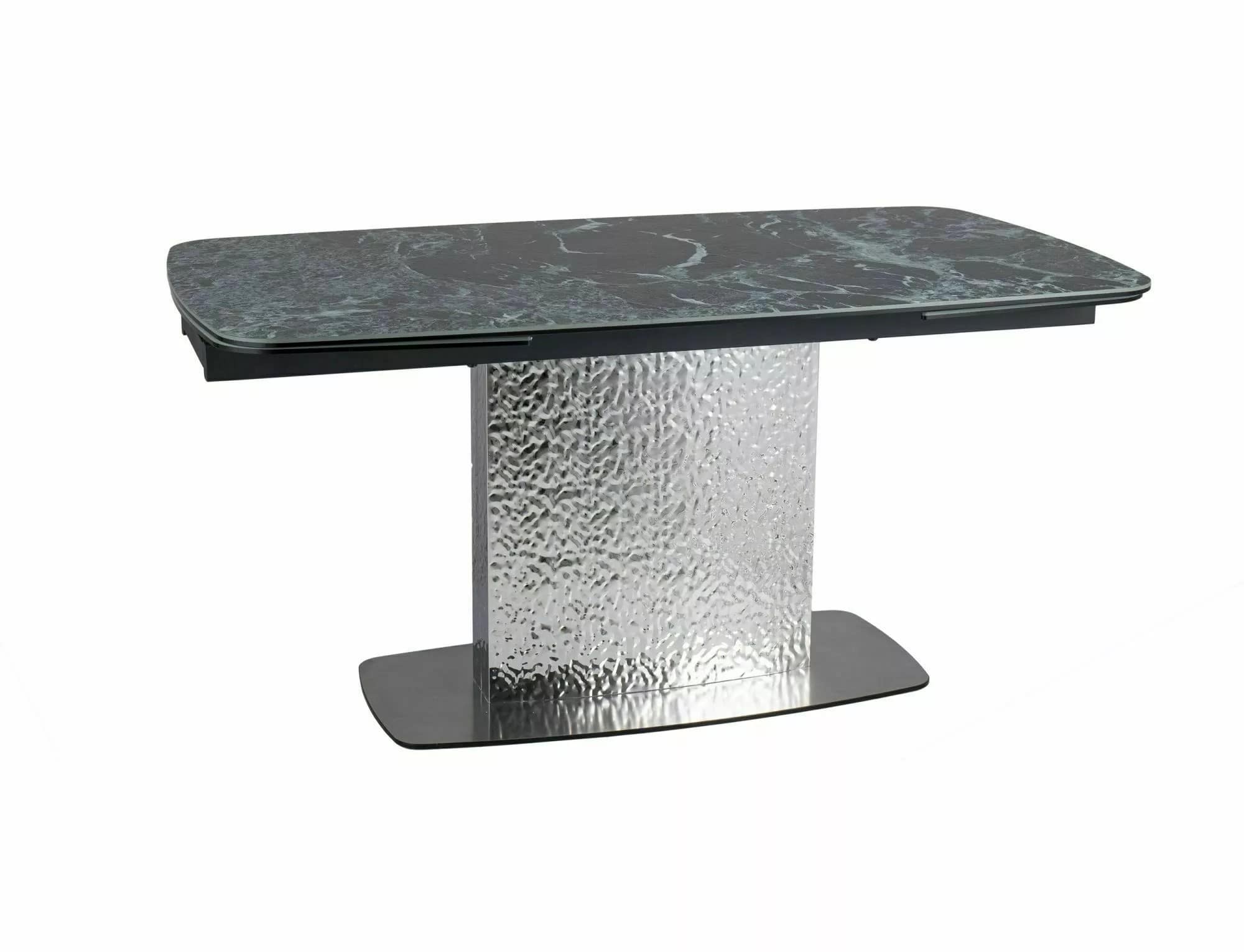 Masa extensibila MONCLER, verde/crom, sticla/ceramica/metal, 160/240x90x76 cm