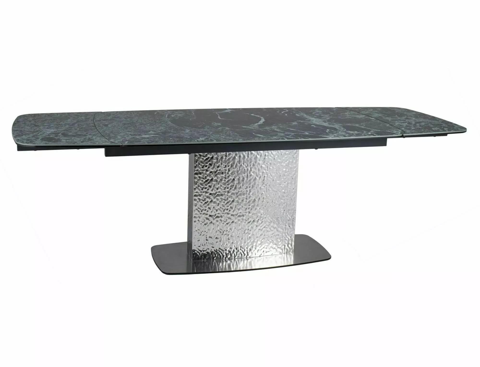 Masa extensibila MONCLER, verde/crom, sticla/ceramica/metal, 160/240x90x76 cm