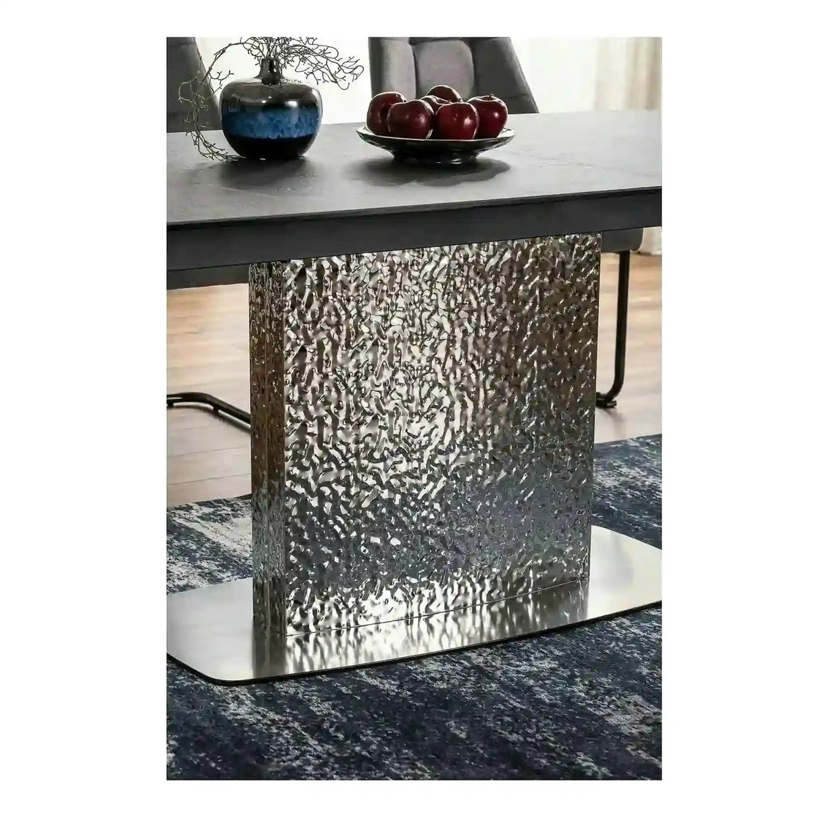 Masa extensibila MONCLER, verde/crom, sticla/ceramica/metal, 160/240x90x76 cm