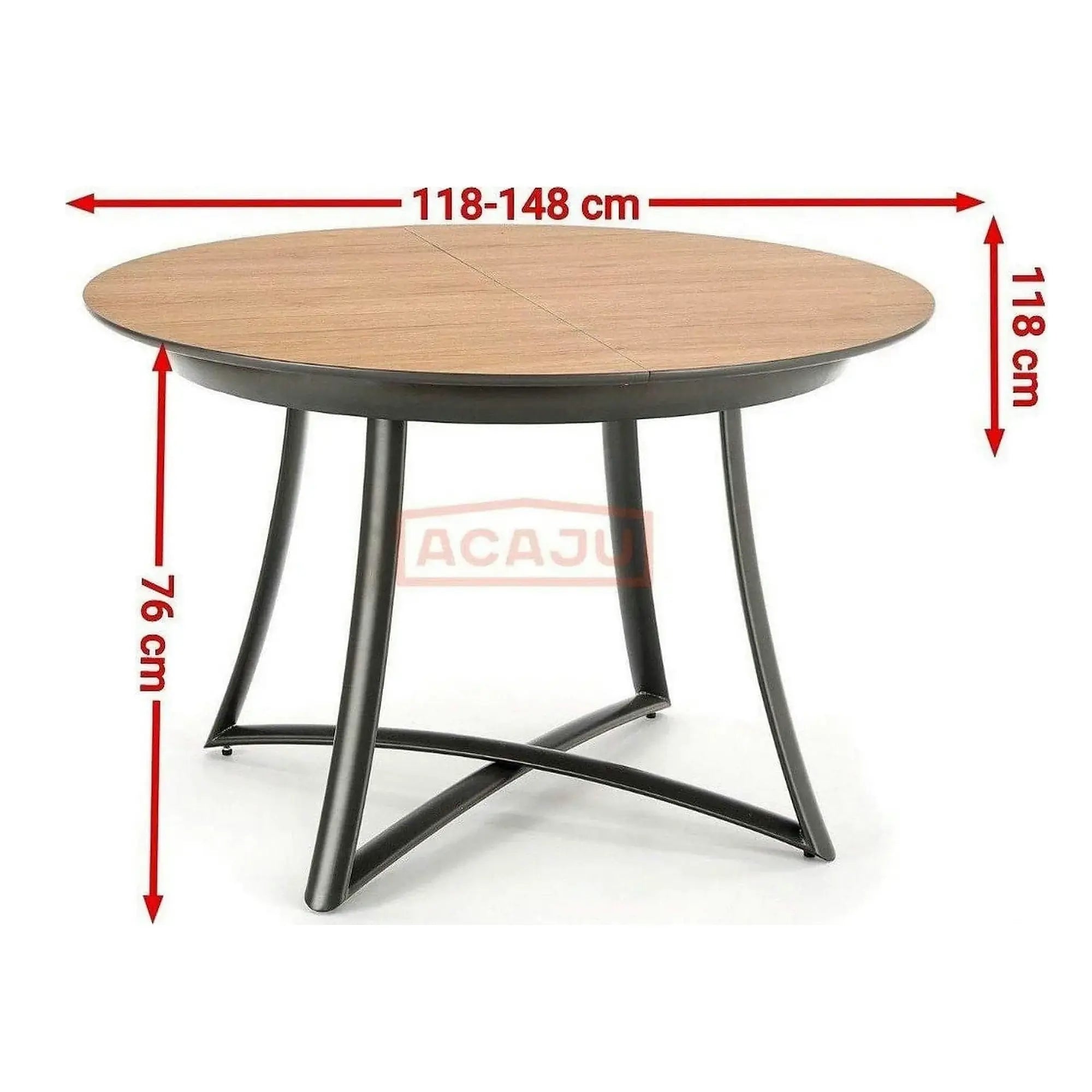 Masa extensibila MORETTI, stejar/negru, 118/148x118x76 cm
