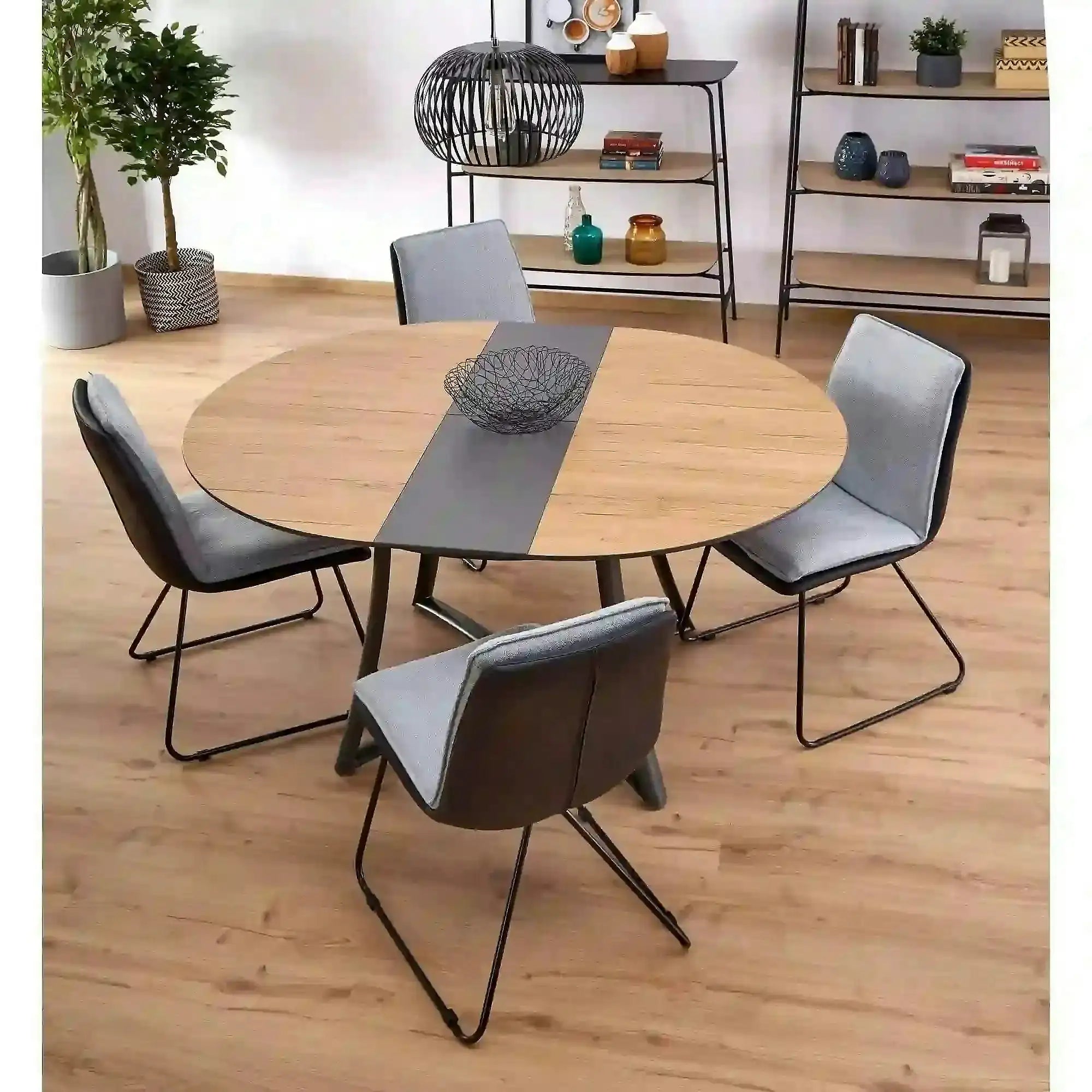 Masa extensibila MORETTI, stejar/negru, 118/148x118x76 cm