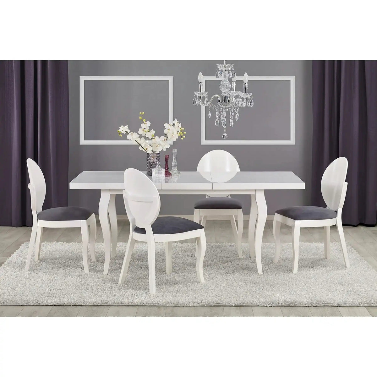 Masa extensibila MOZART, alb, 140/180x80x75 cm