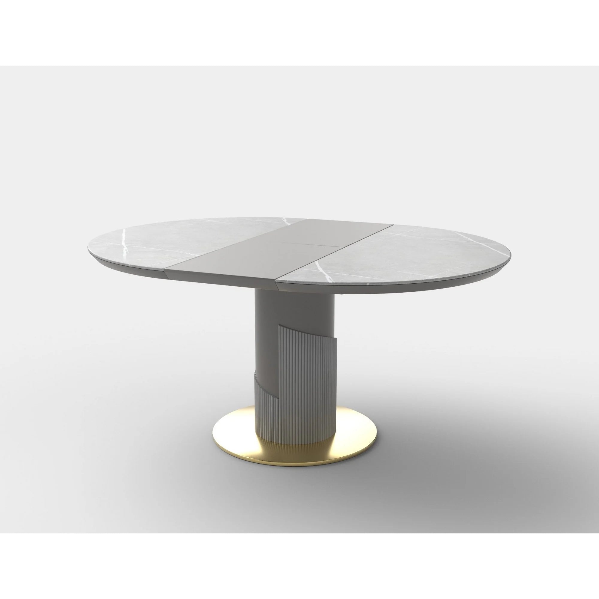 Masa extensibila MUSCAT, gri cu efect marmura/auriu, 120/160x120x76 cm