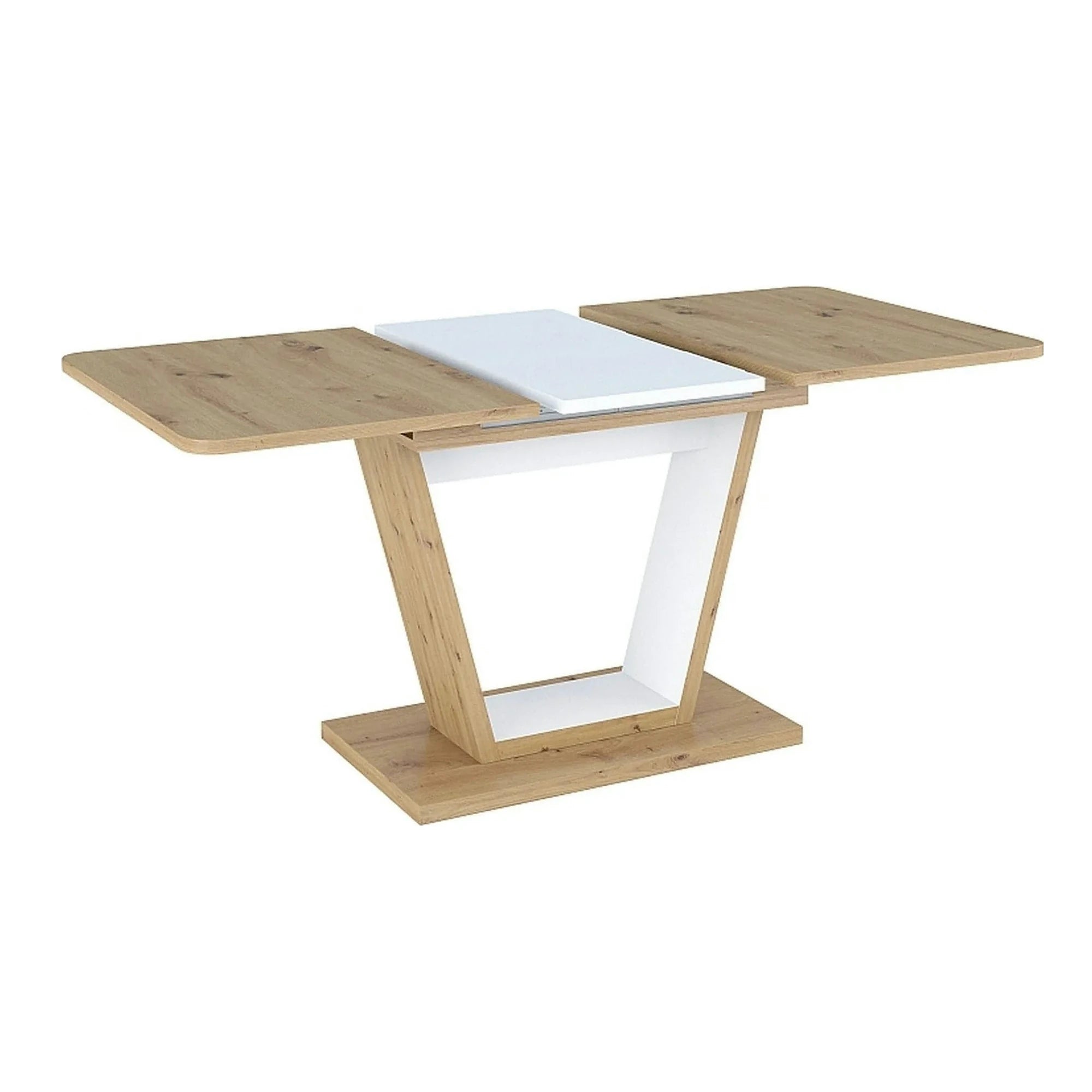 Masa extensibila NIGEL, stejar artisan/alb, PAL laminat, 120/160x80x76 cm