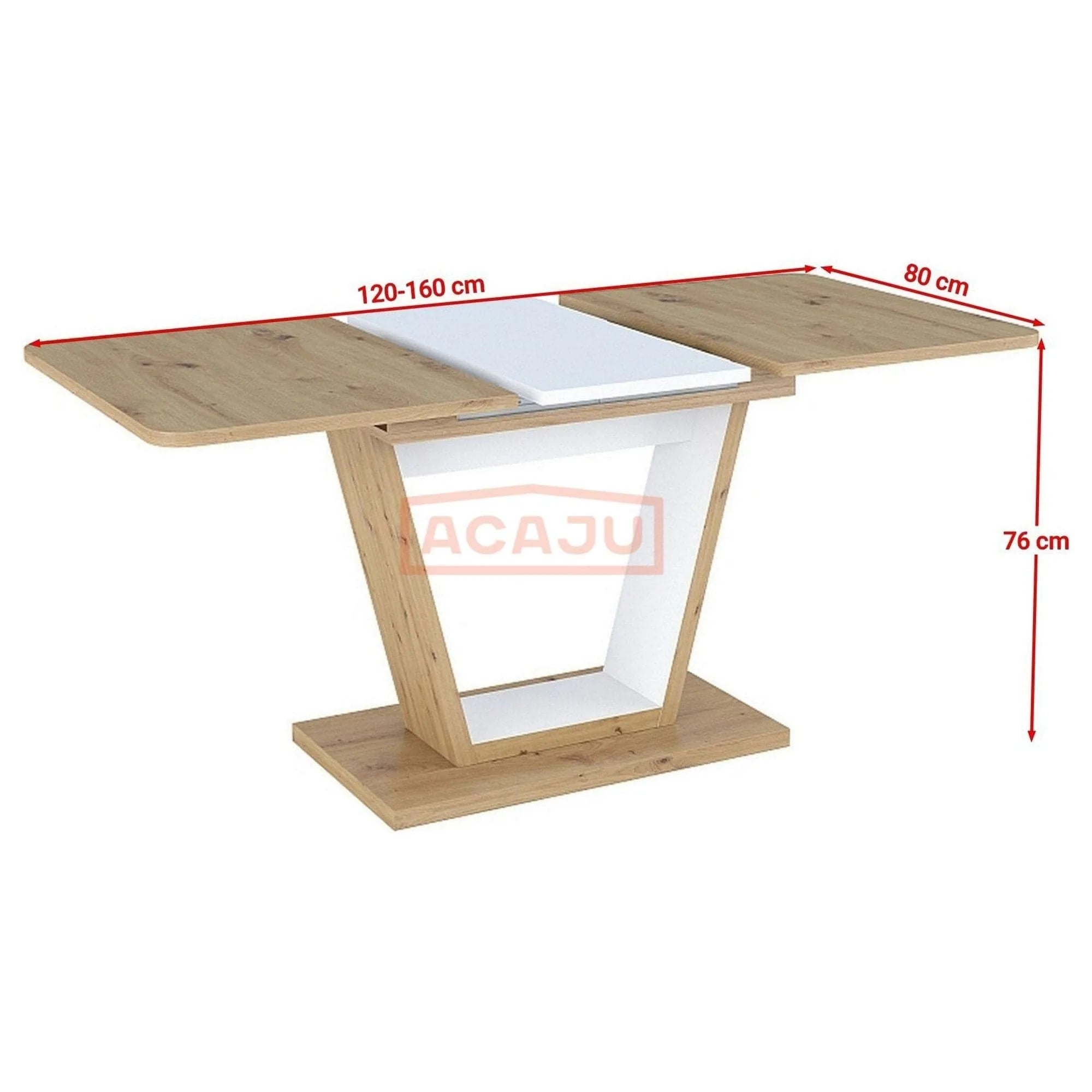 Masa extensibila NIGEL, stejar artisan/alb, PAL laminat, 120/160x80x76 cm