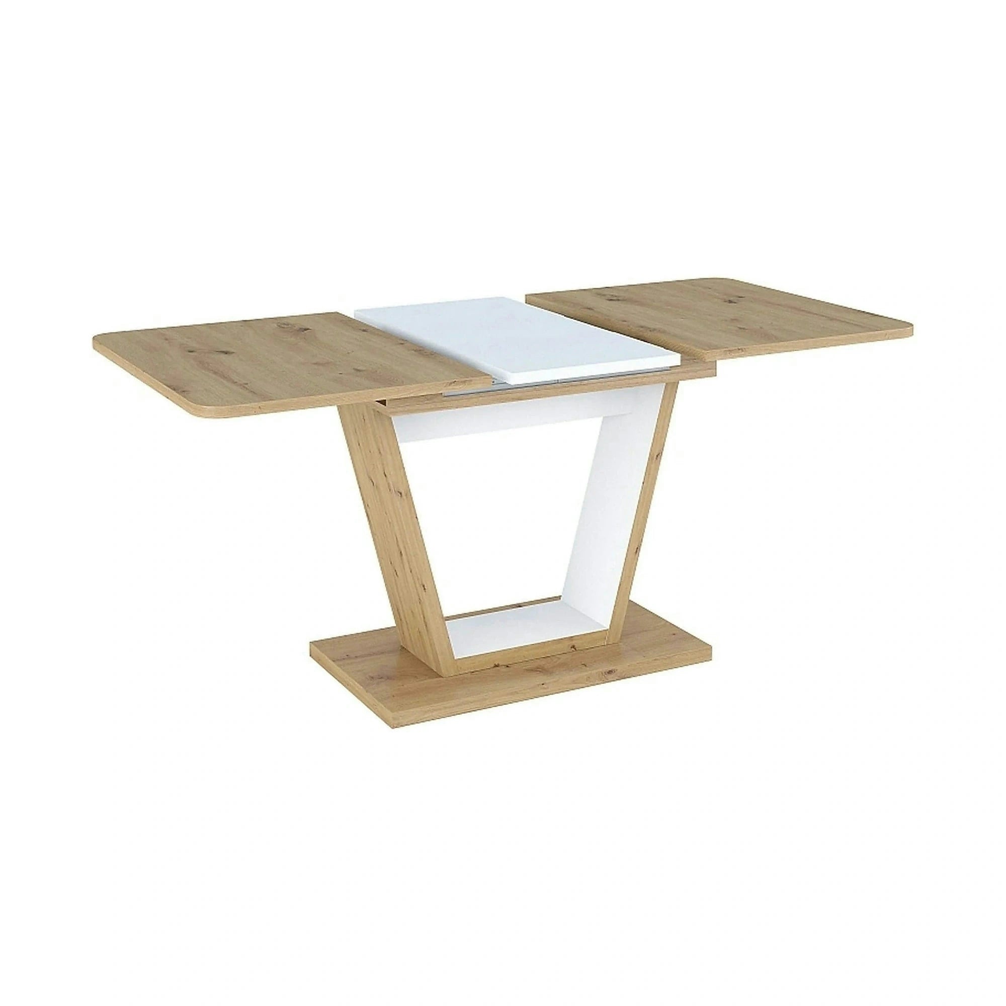 Masa extensibila NIGEL, stejar artisan/alb, PAL laminat, 120/160x80x76 cm