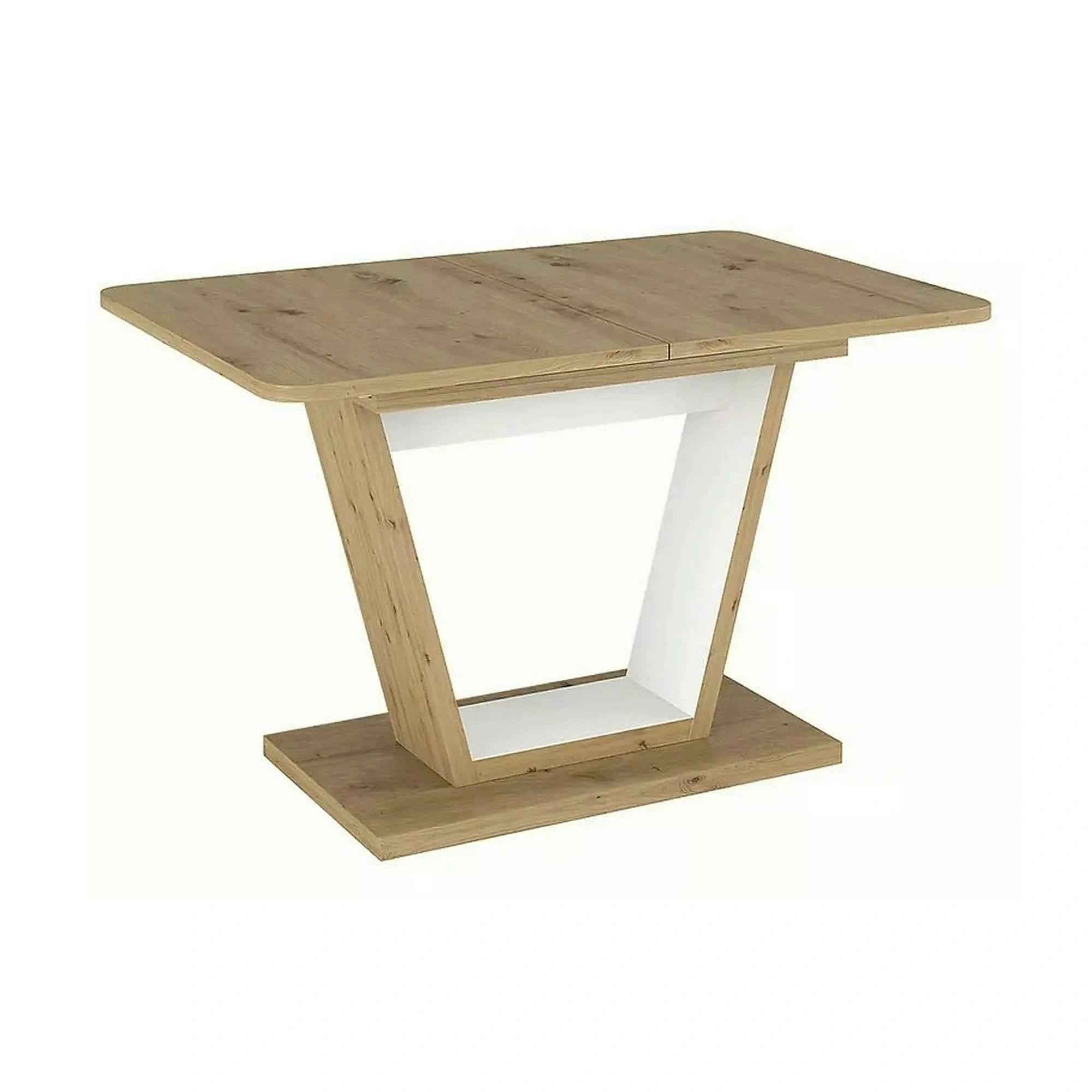Masa extensibila NIGEL, stejar artisan/alb, PAL laminat, 120/160x80x76 cm