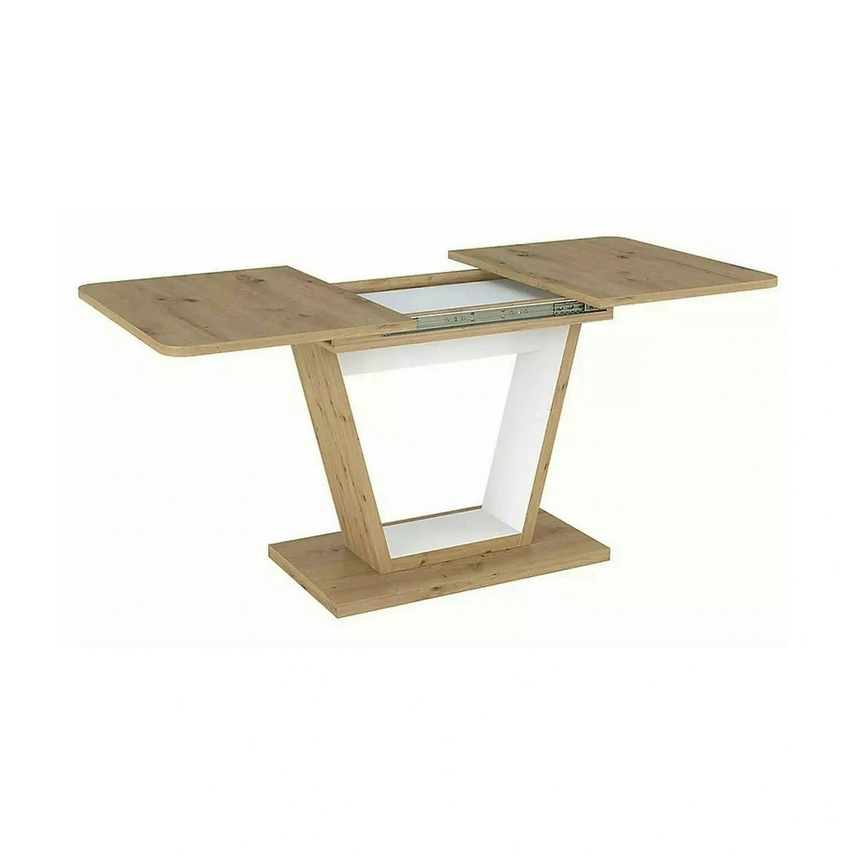 Masa extensibila NIGEL, stejar artisan/alb, PAL laminat, 120/160x80x76 cm