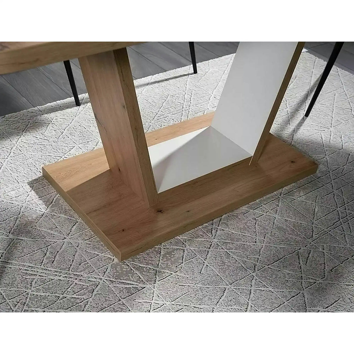 Masa extensibila NIGEL, stejar artisan/alb, PAL laminat, 120/160x80x76 cm