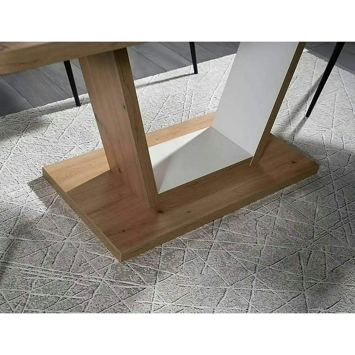 Masa extensibila NIGEL, stejar artisan/alb, PAL laminat, 120/160x80x76 cm