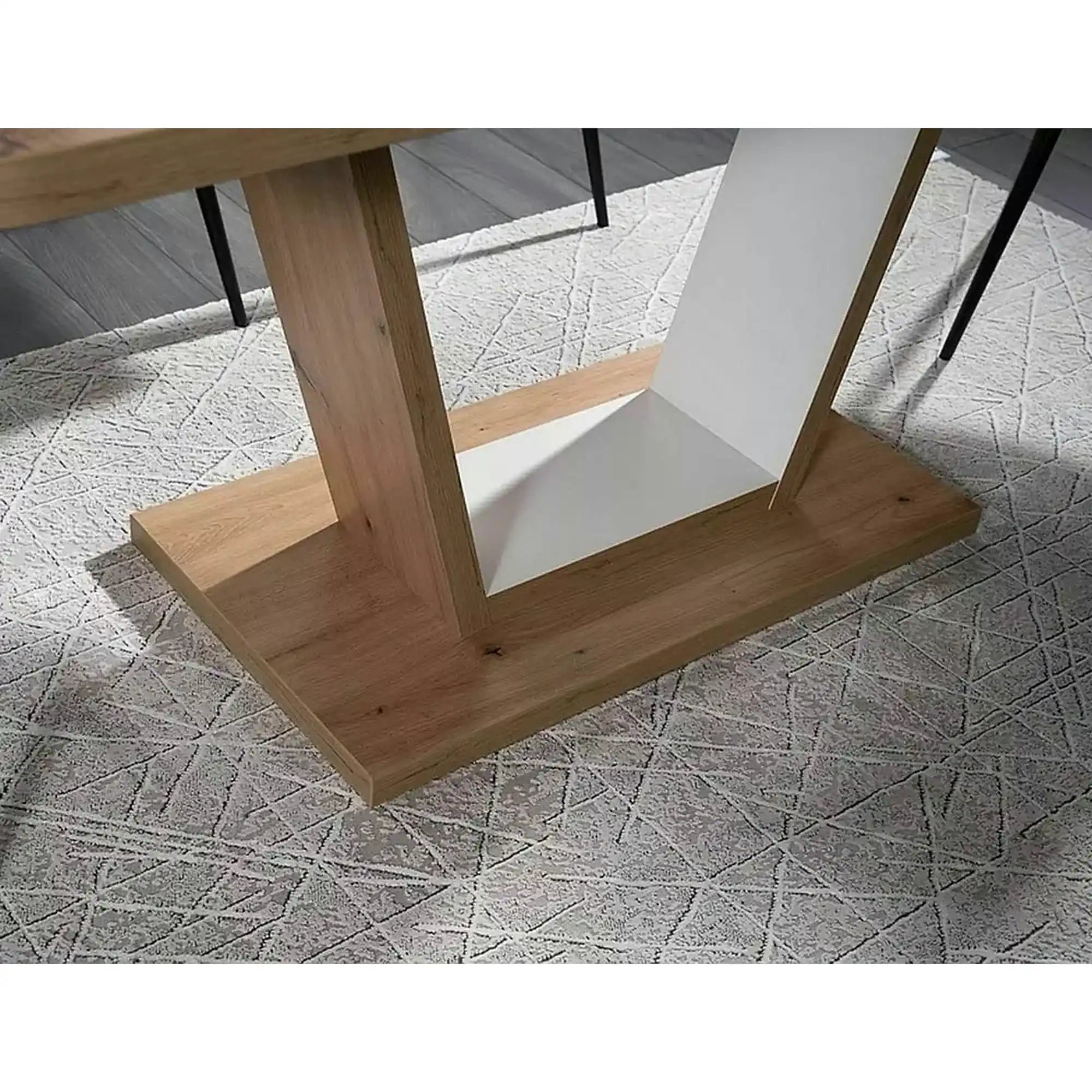 Masa extensibila NIGEL, stejar artisan/alb, PAL laminat, 120/160x80x76 cm