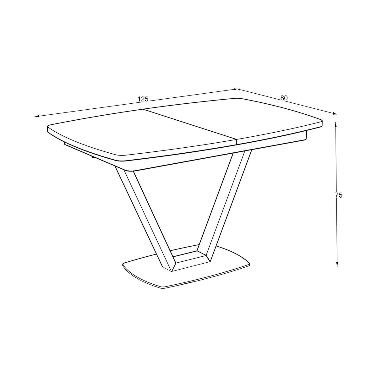 Masa extensibila NIKA, negru, MDF/metal, 125/165x80x75 cm