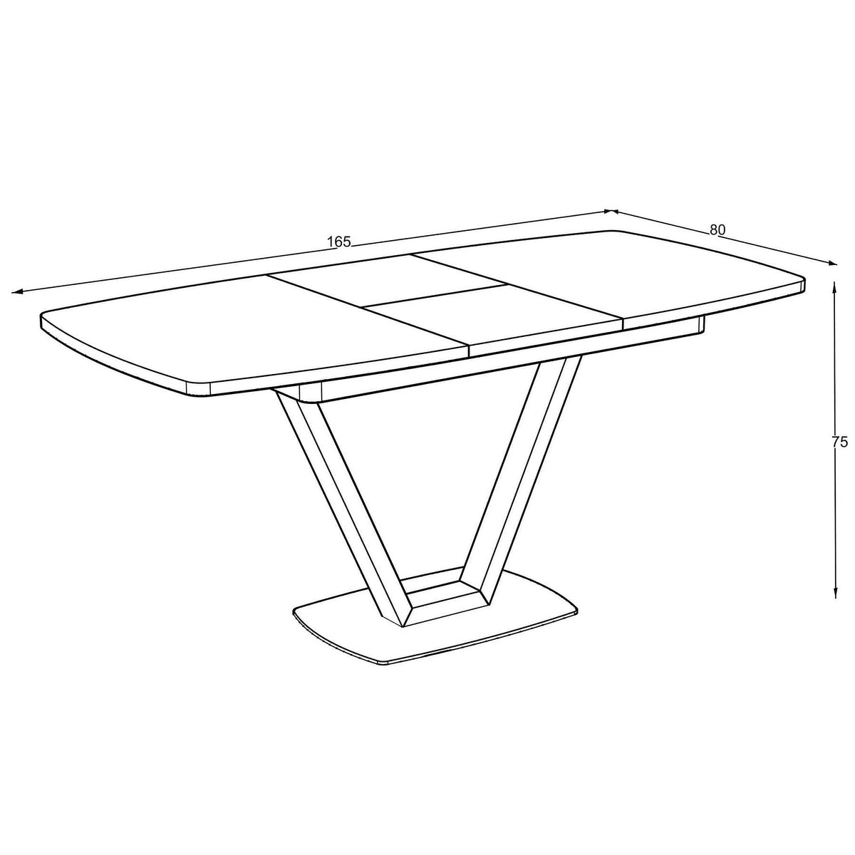Masa extensibila NIKA, negru, MDF/metal, 125/165x80x75 cm