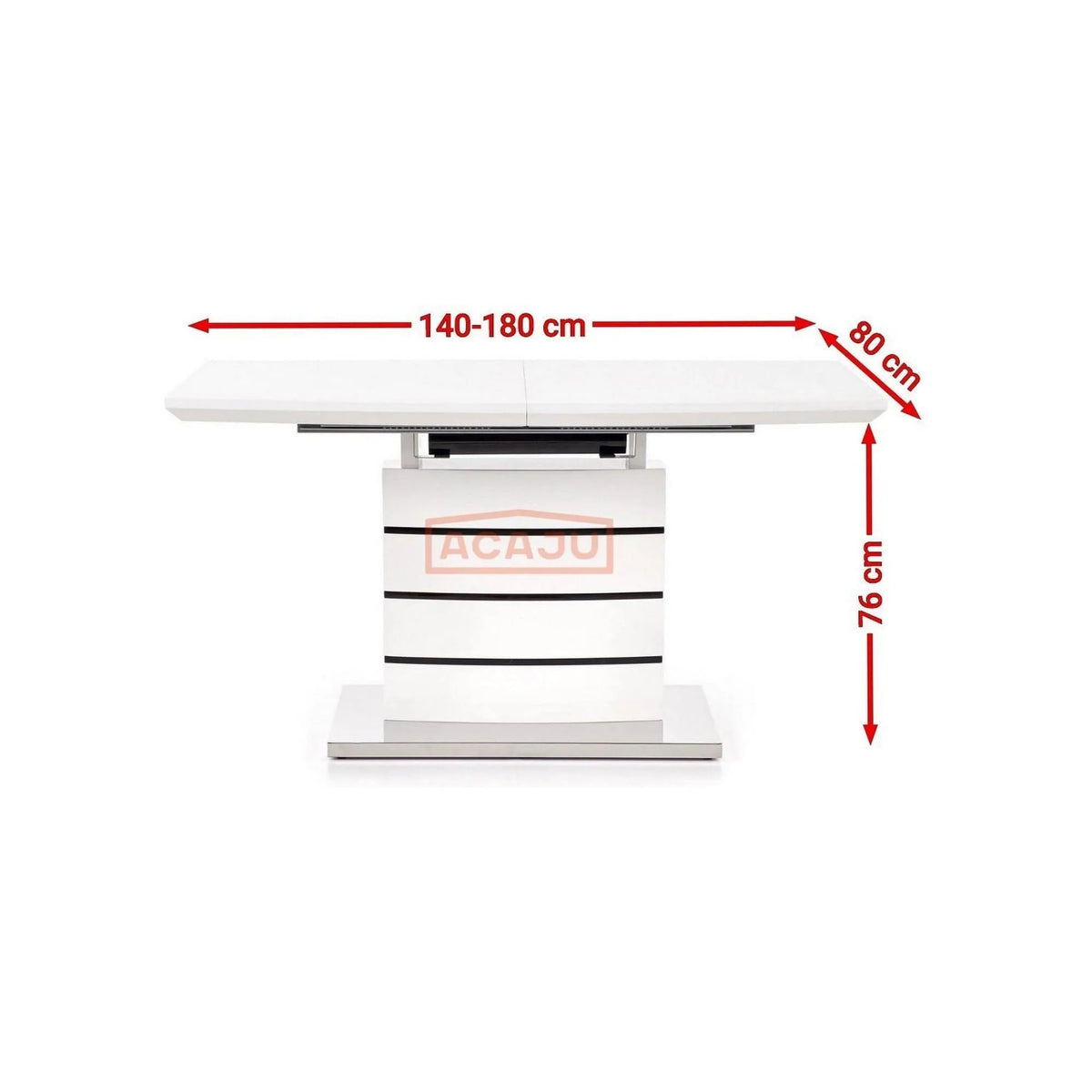 Masa extensibila NORD, alb, 140/180x80x76 cm