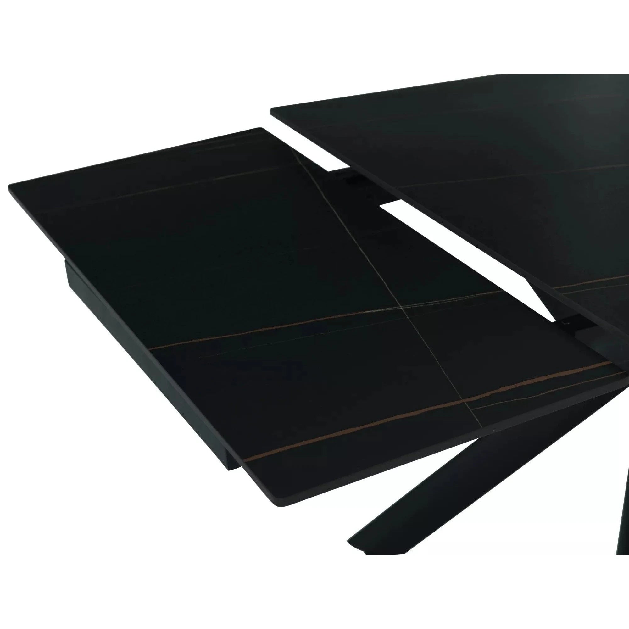 Masa extensibila NORTON, negru cu efect de marmura/negru, 160/240x90x75 cm