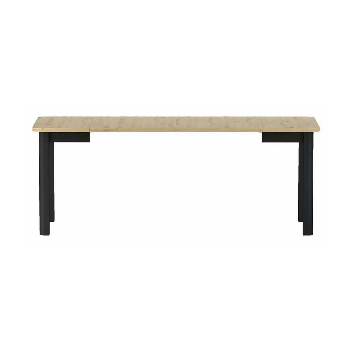 Masă extensibilă OSKAR, stejar artizanal/negru, PAL laminat/MDF, 120–200x80x76 cm