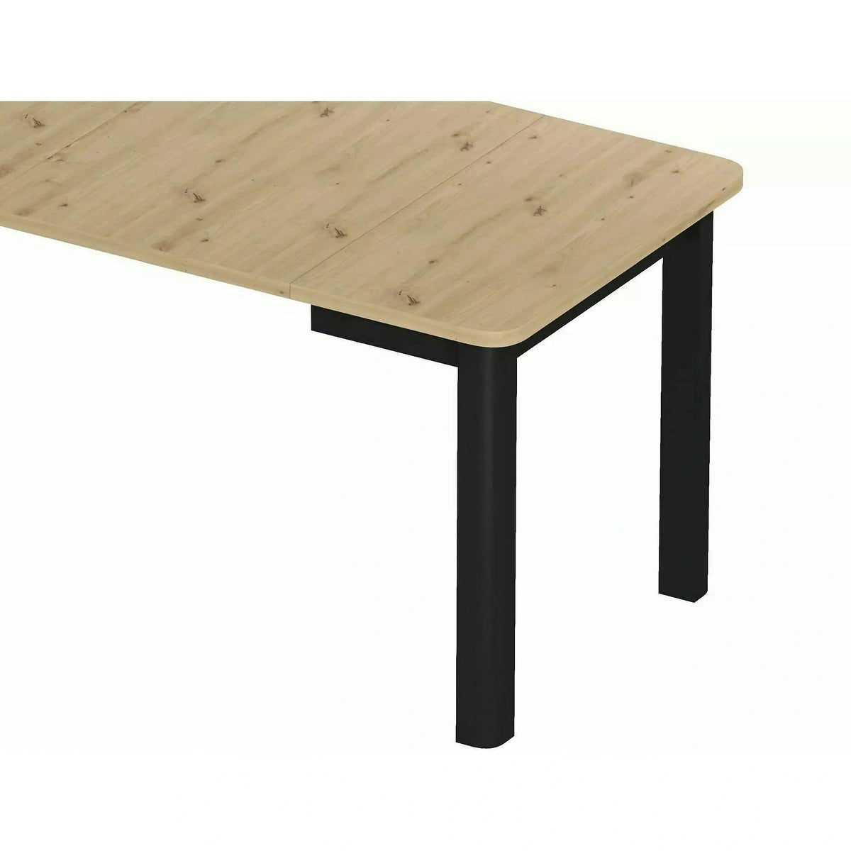 Masă extensibilă OSKAR, stejar artizanal/negru, PAL laminat/MDF, 120–200x80x76 cm