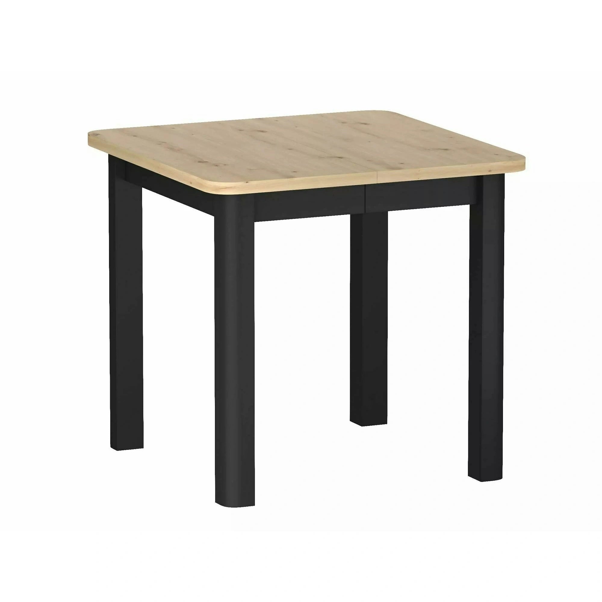 Masă extensibilă OSKAR, stejar artizanal/negru, PAL laminat/MDF, 80–200x80x76 cm