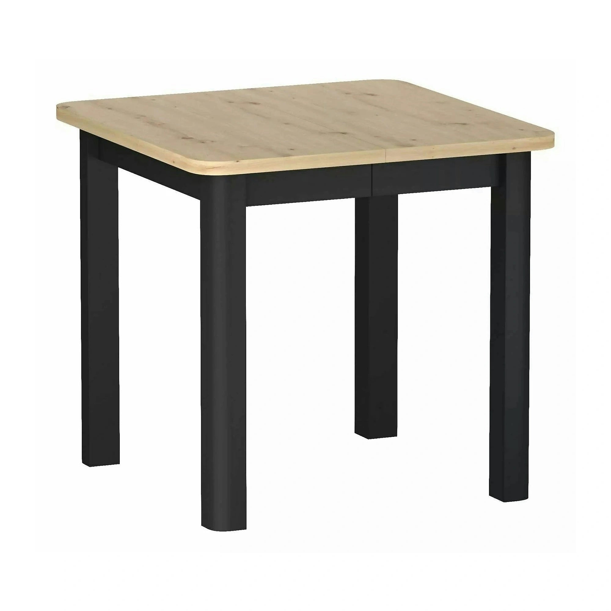 Masă extensibilă OSKAR, stejar artizanal/negru, PAL laminat/MDF, 80–200x80x76 cm