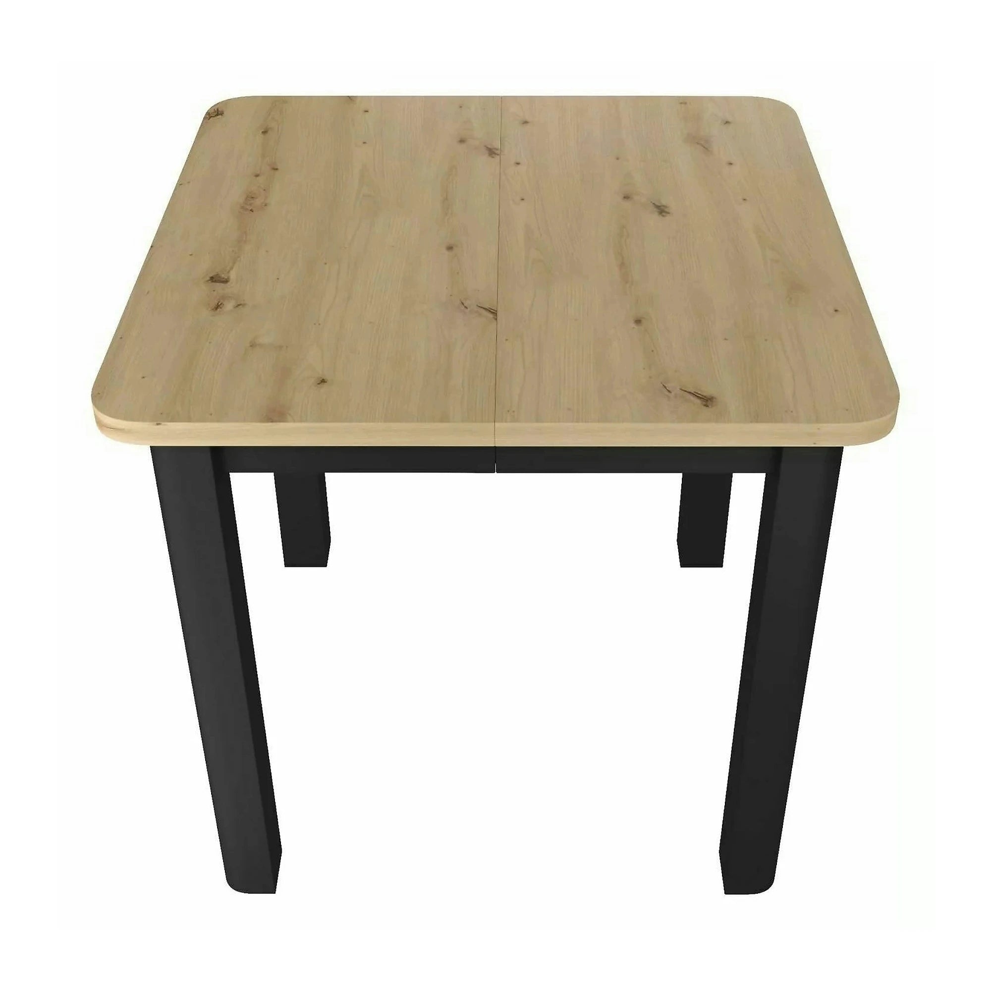 Masă extensibilă OSKAR, stejar artizanal/negru, PAL laminat/MDF, 80–200x80x76 cm