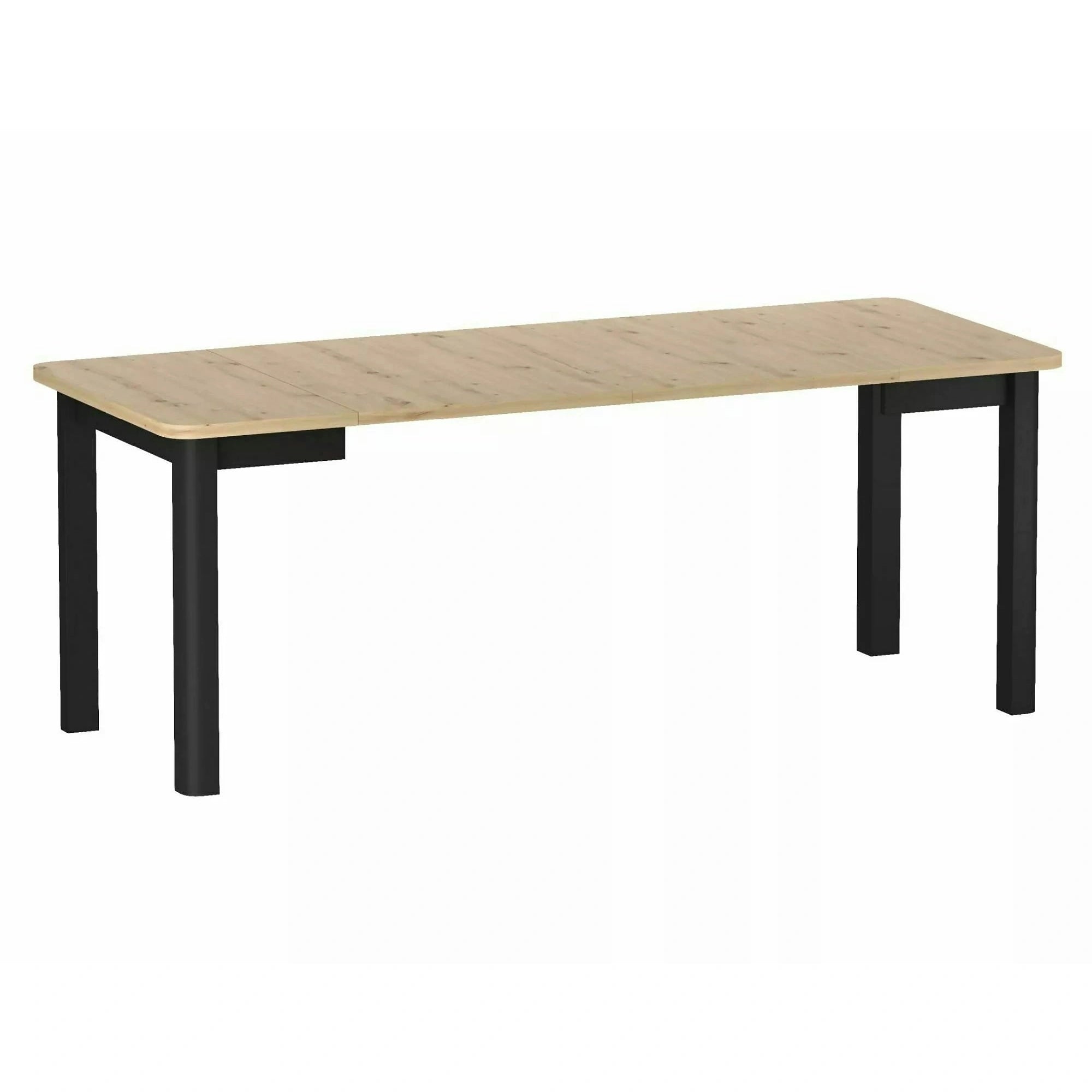 Masă extensibilă OSKAR, stejar artizanal/negru, PAL laminat/MDF, 80–200x80x76 cm