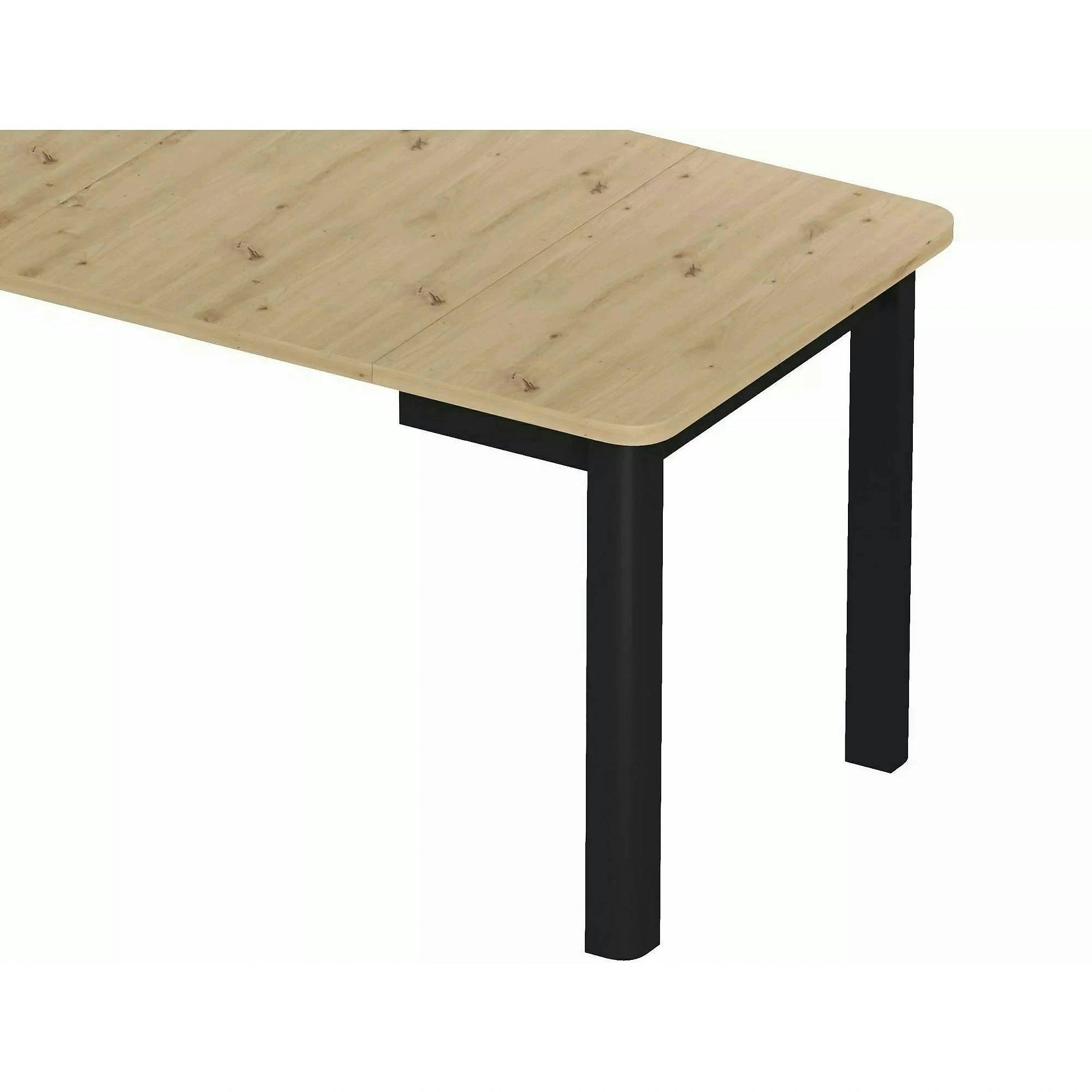 Masă extensibilă OSKAR, stejar artizanal/negru, PAL laminat/MDF, 80–200x80x76 cm