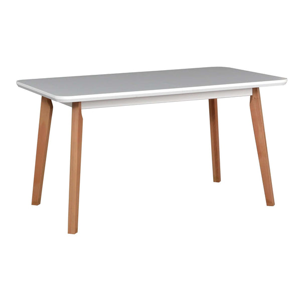 Masa extensibila OSLO 7, alb/fag, stejar furniruit/lemn de fag, 140/180x80x75 cm