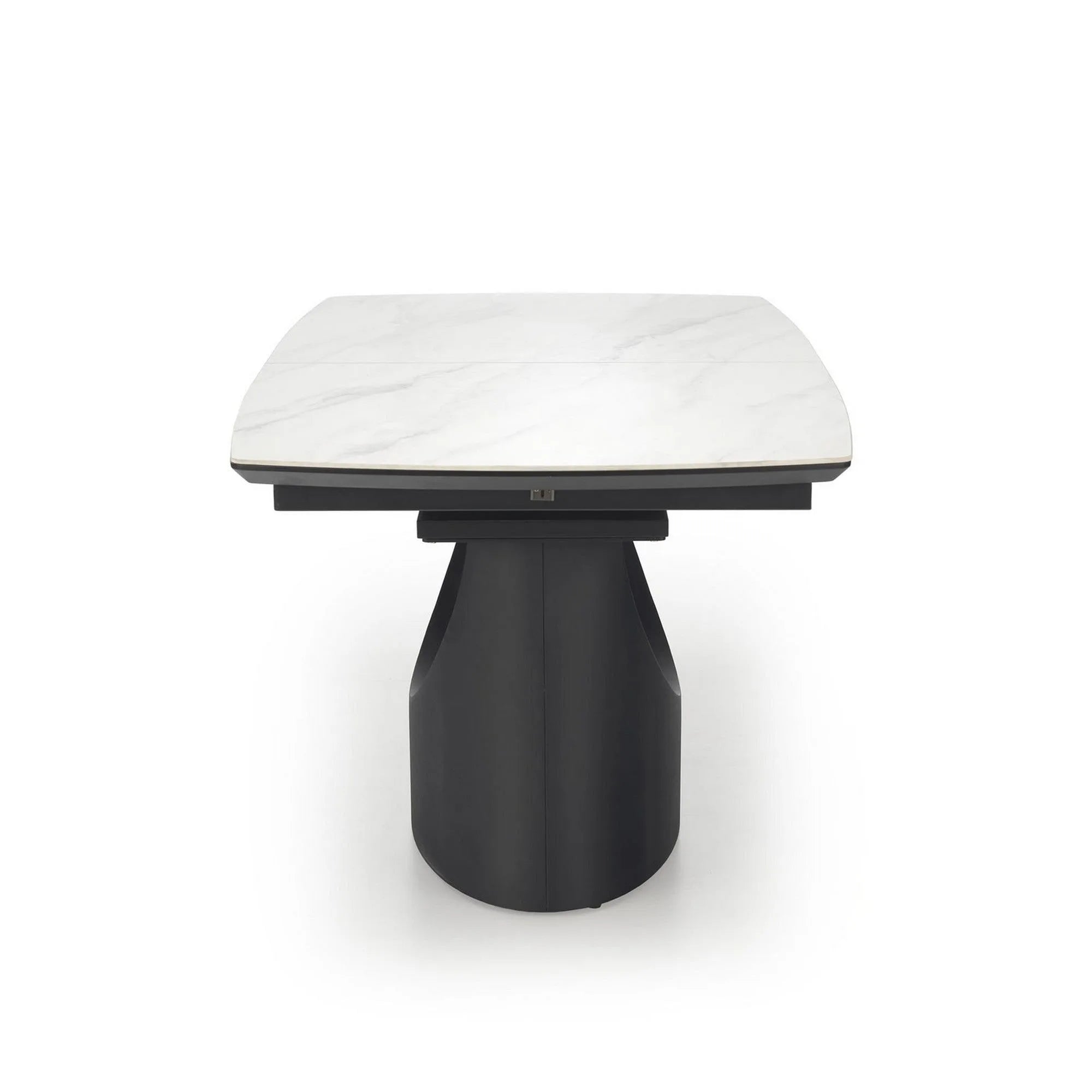 Masa extensibila OSMAN, alb efect marmura/negru, ceramica/metal, 160/220x90x77 cm