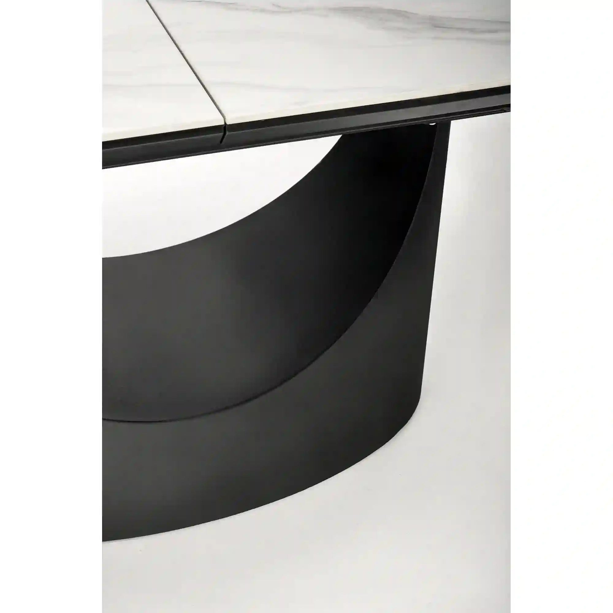 Masa extensibila OSMAN, alb efect marmura/negru, ceramica/metal, 160/220x90x77 cm