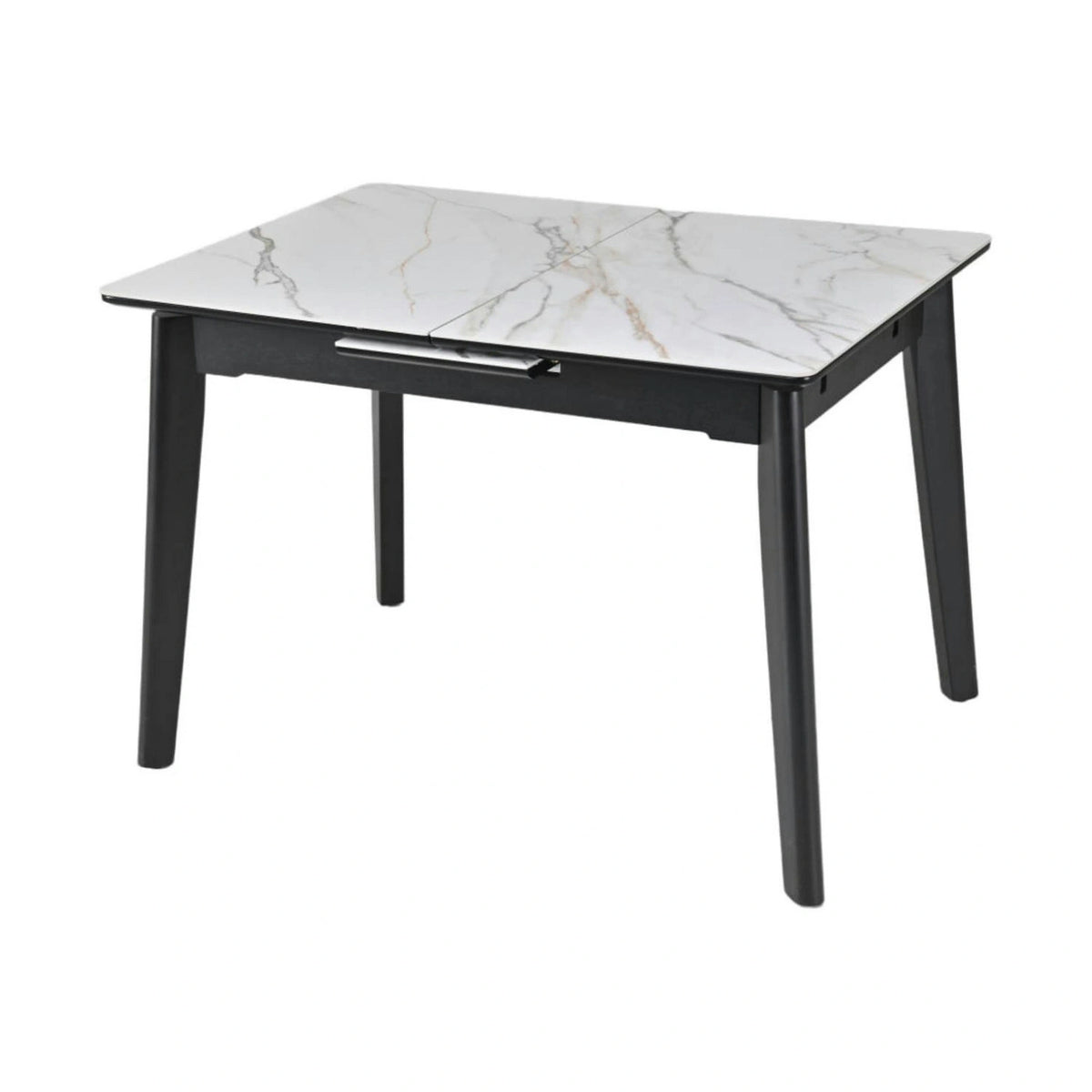 Masa extensibila OSTEN, alb cu efect de marmura/auriu/negru, 110/140x80x76 cm