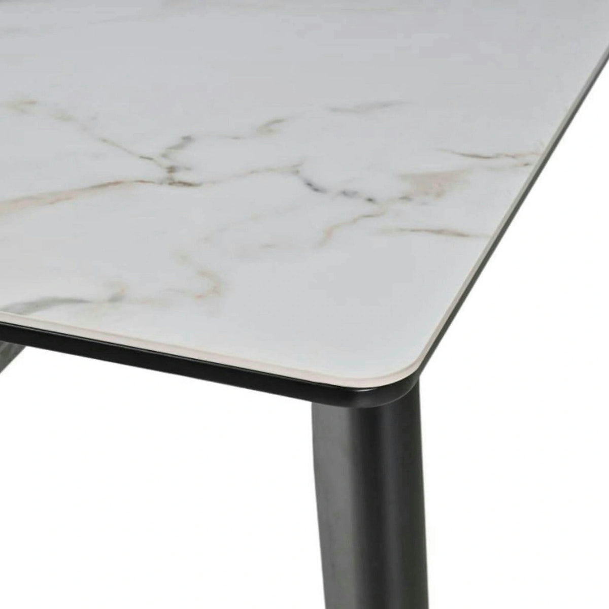Masa extensibila OSTEN, alb cu efect de marmura/auriu/negru, 110/140x80x76 cm
