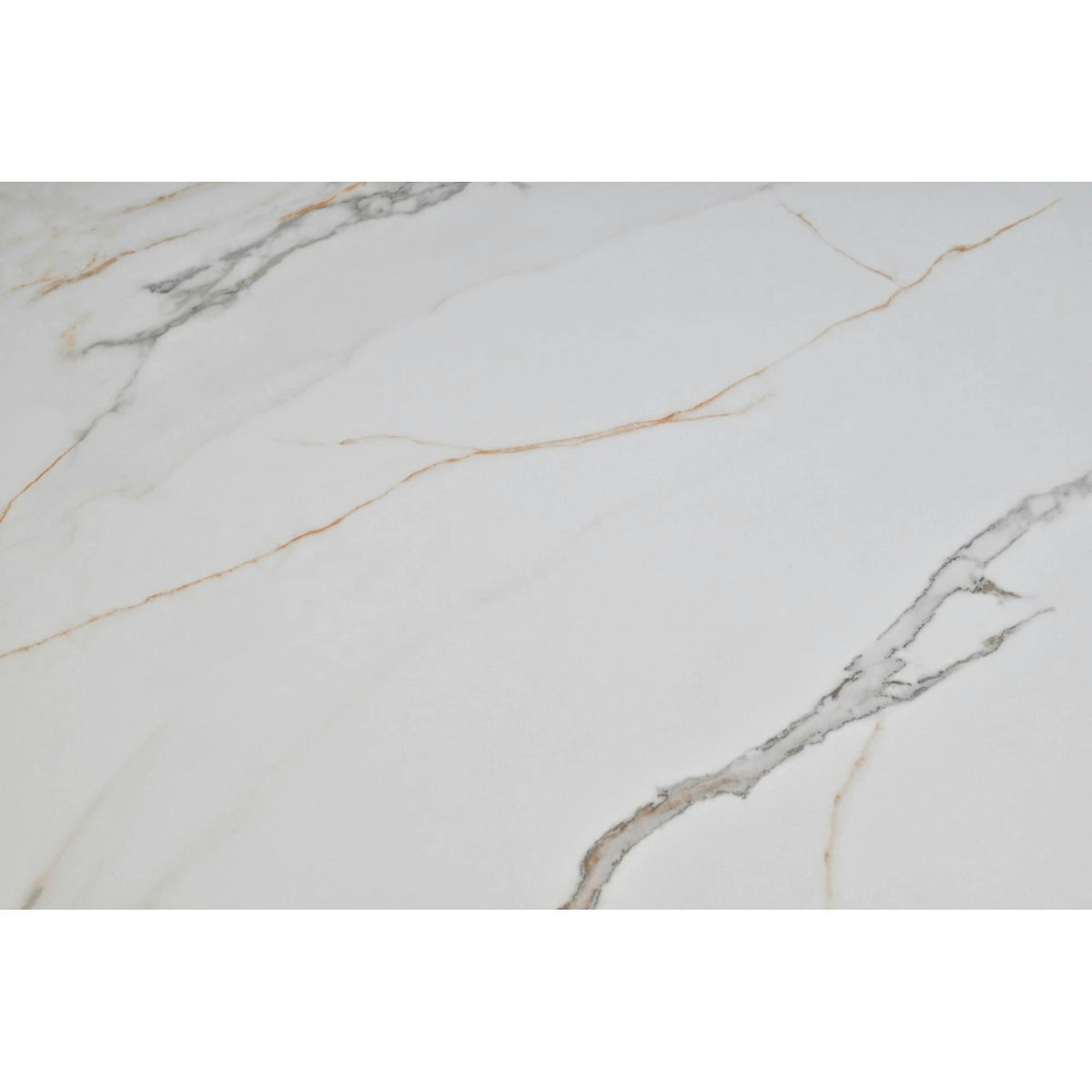 Masa extensibila OSTEN, alb cu efect de marmura/auriu/negru, 110/140x80x76 cm