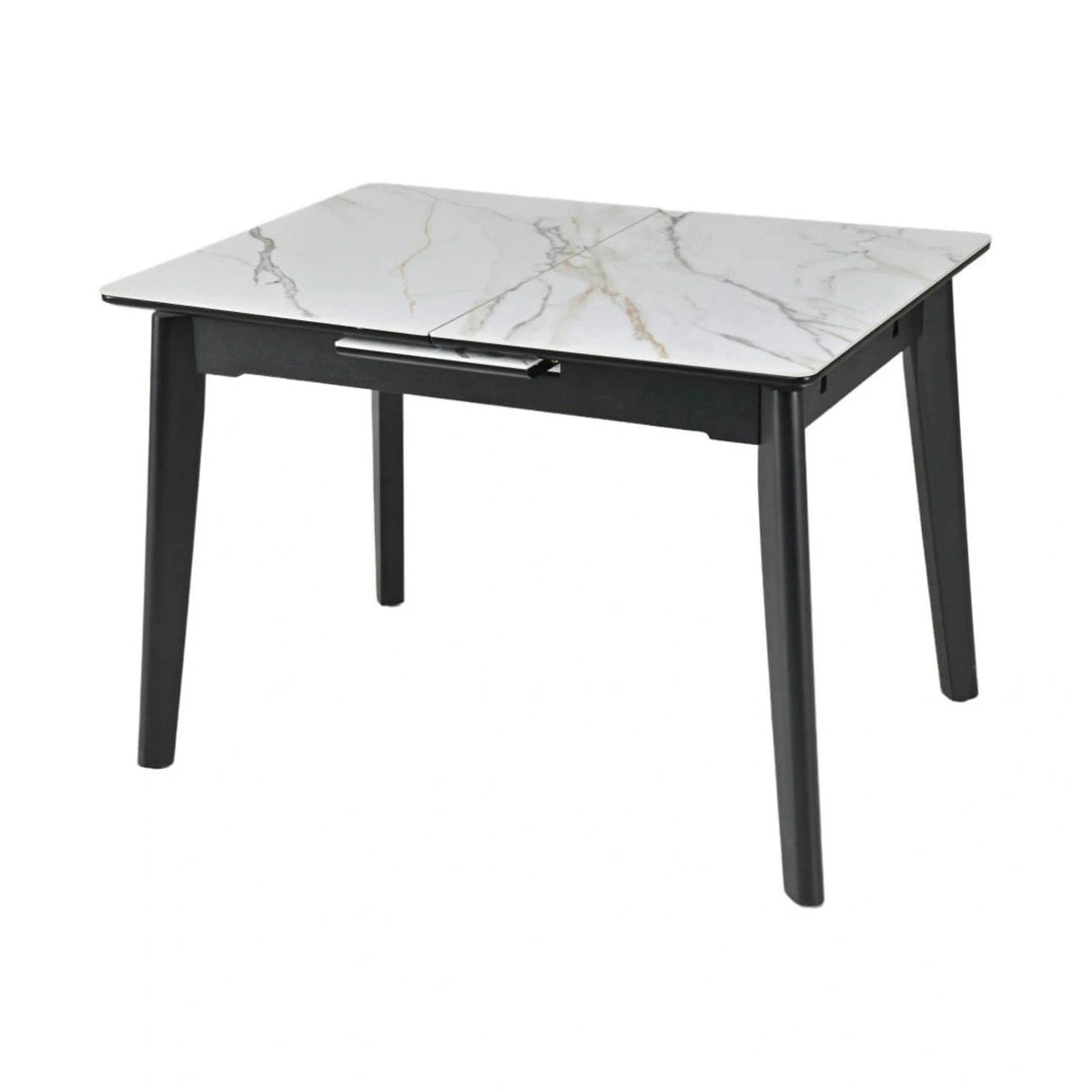 Masa extensibila OSTEN, alb cu efect de marmura/auriu/negru, 110/140x80x76 cm