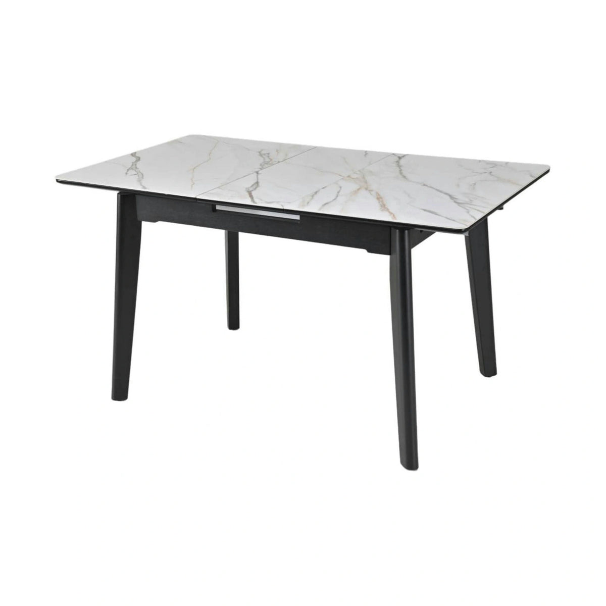 Masa extensibila OSTEN, alb cu efect de marmura/auriu/negru, 110/140x80x76 cm