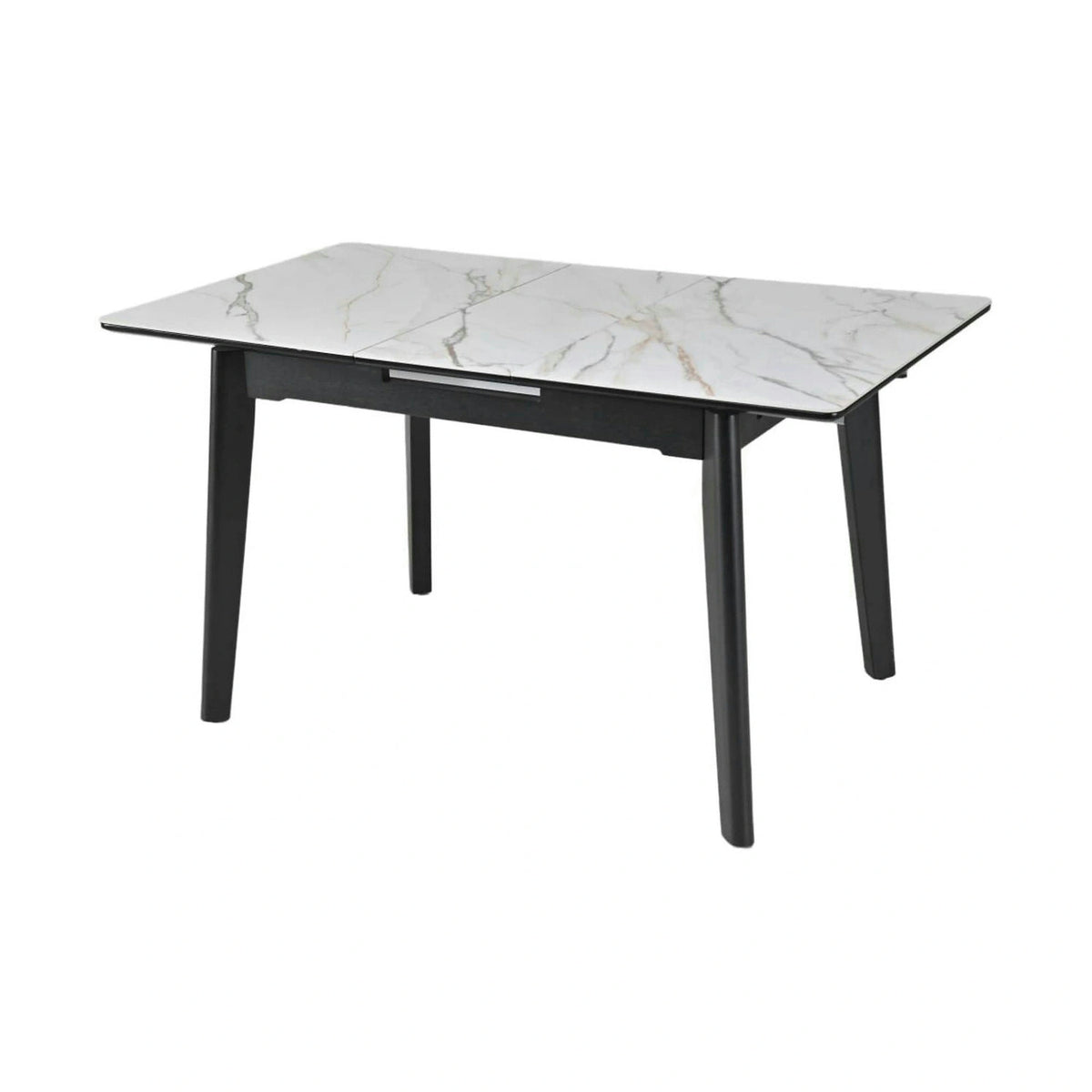 Masa extensibila OSTEN, alb cu efect de marmura/auriu/negru, 110/140x80x76 cm
