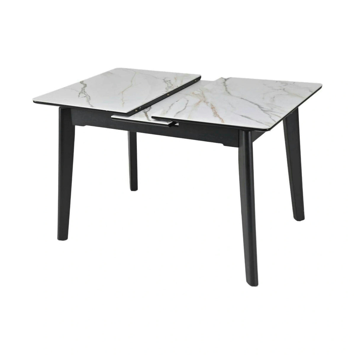 Masa extensibila OSTEN, alb cu efect de marmura/auriu/negru, 110/140x80x76 cm
