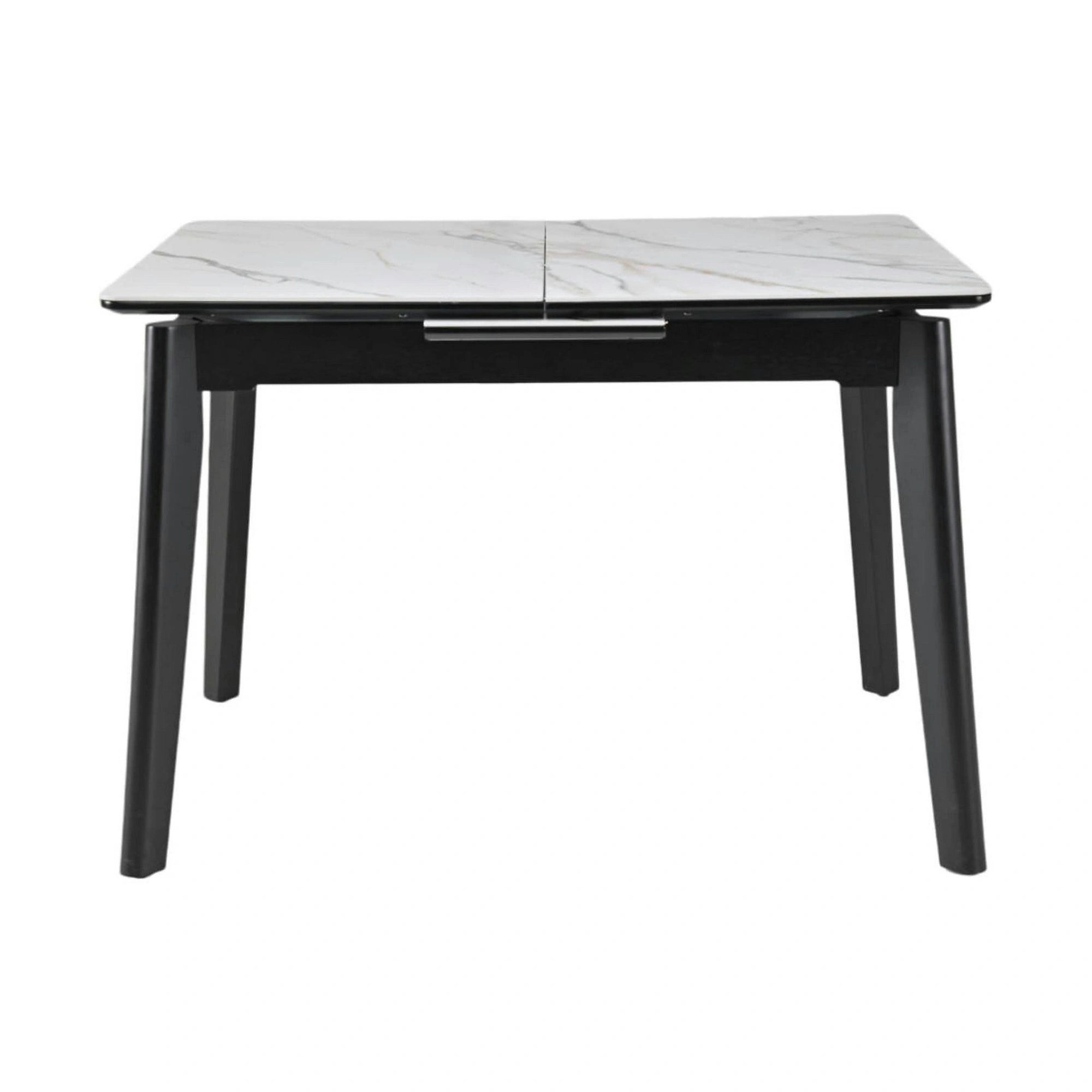 Masa extensibila OSTEN, alb cu efect de marmura/auriu/negru, 110/140x80x76 cm