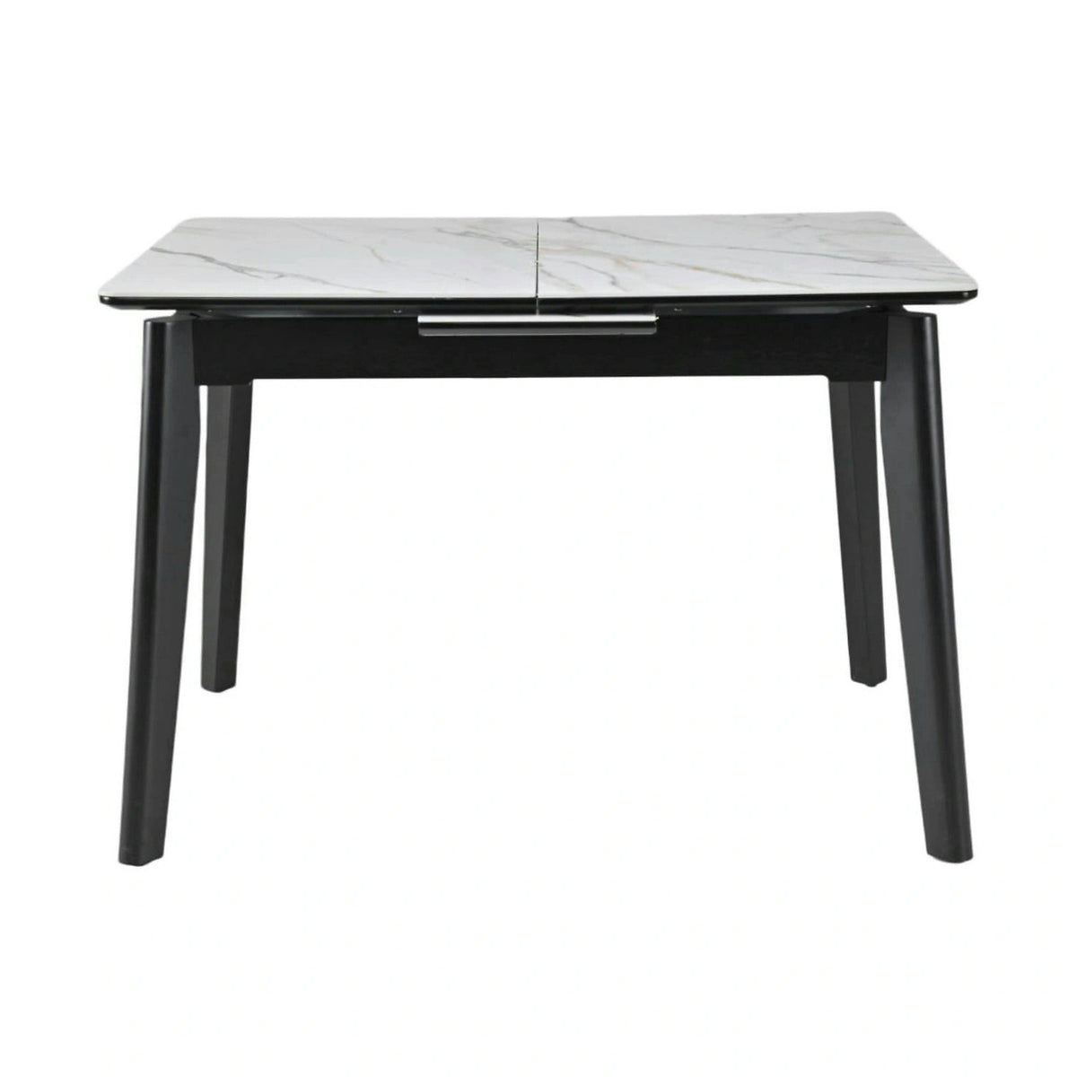 Masa extensibila OSTEN, alb cu efect de marmura/auriu/negru, 110/140x80x76 cm