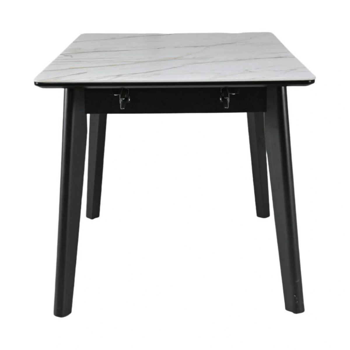 Masa extensibila OSTEN, alb cu efect de marmura/auriu/negru, 110/140x80x76 cm