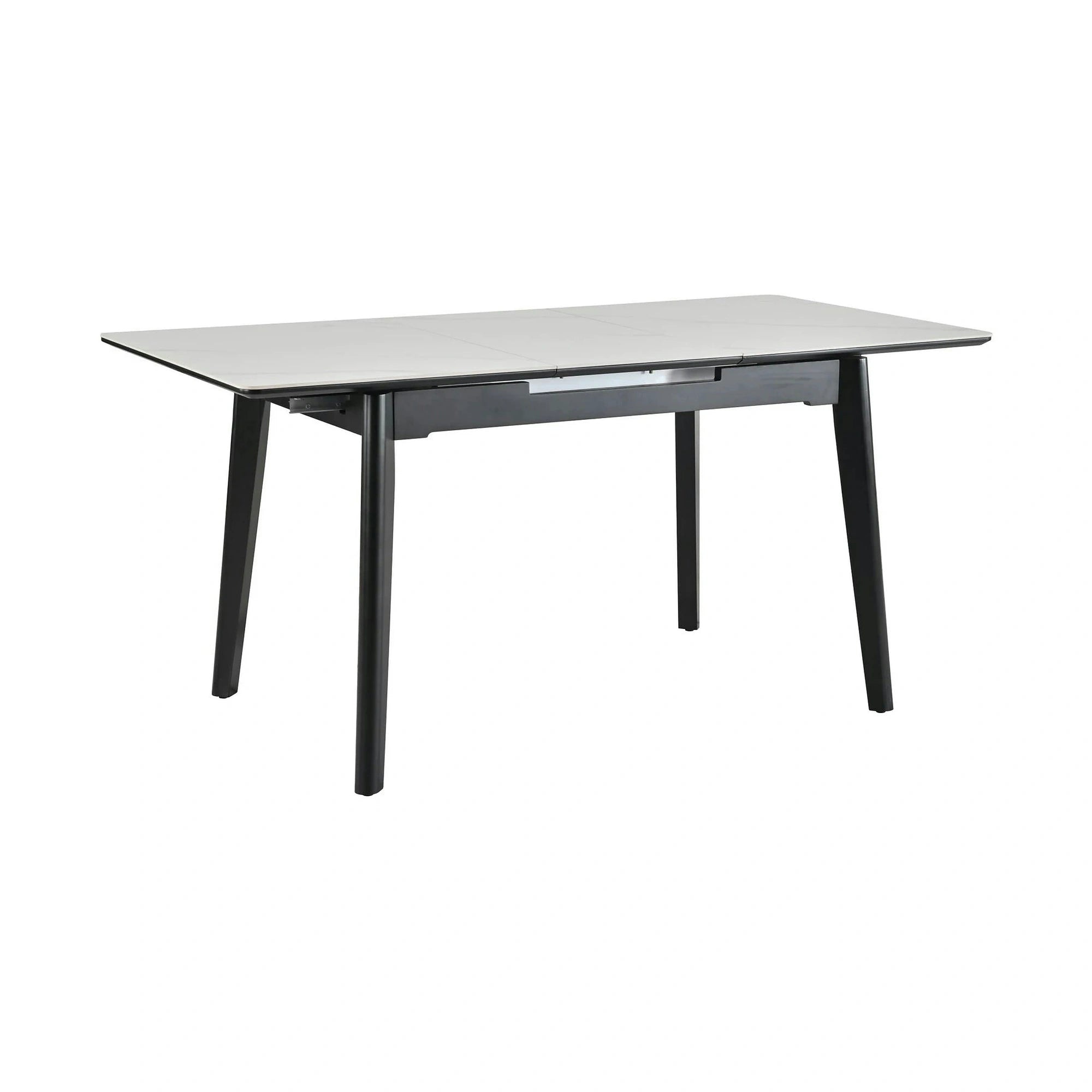 Masa extensibila OSTEN, alb cu efect de marmura/negru, 110/140x80x76 cm