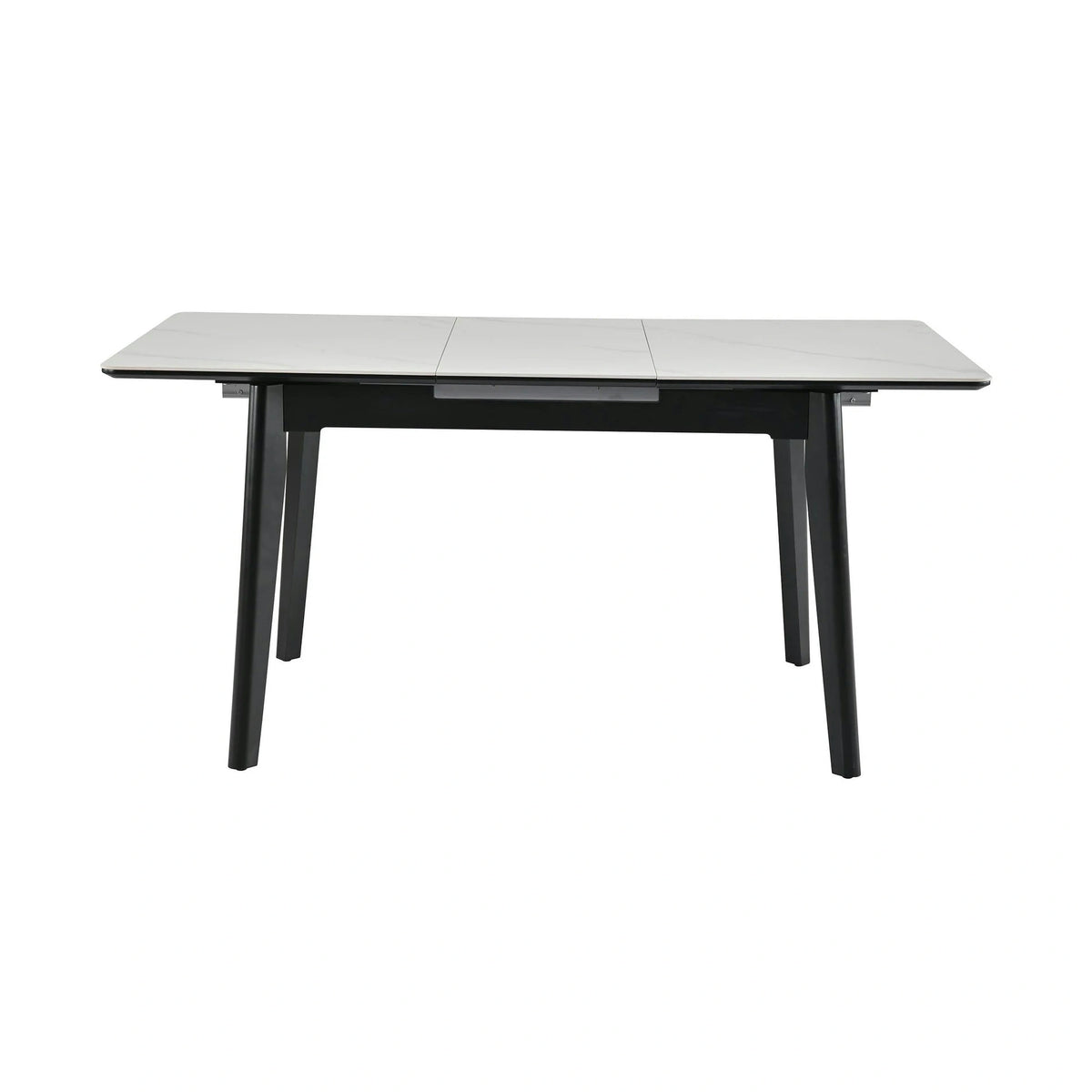 Masa extensibila OSTEN, alb cu efect de marmura/negru, 110/140x80x76 cm