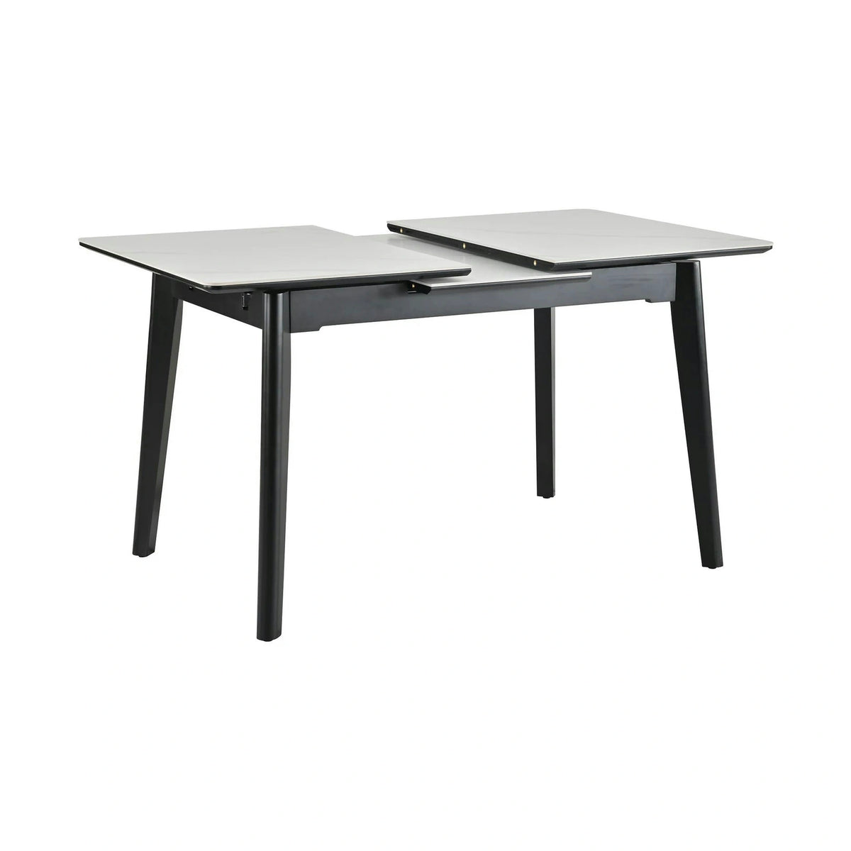 Masa extensibila OSTEN, alb cu efect de marmura/negru, 110/140x80x76 cm