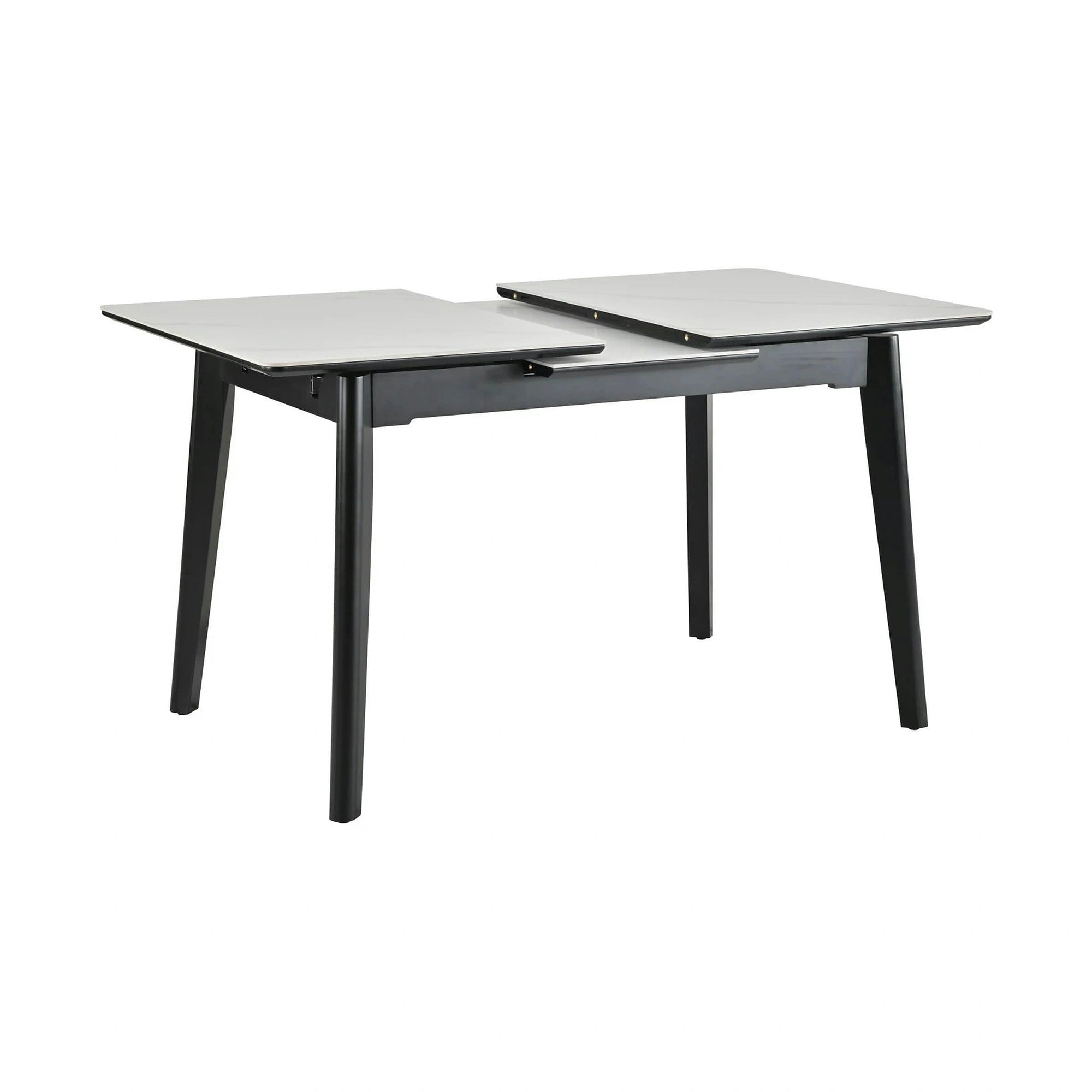 Masa extensibila OSTEN, alb cu efect de marmura/negru, 110/140x80x76 cm